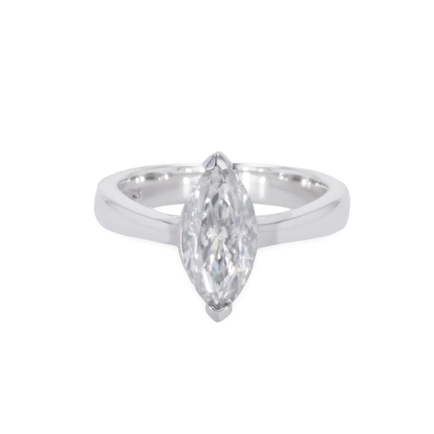 1.40 CTW DEW Marquise Moissanite Solitaire Ring in Sterling Silver