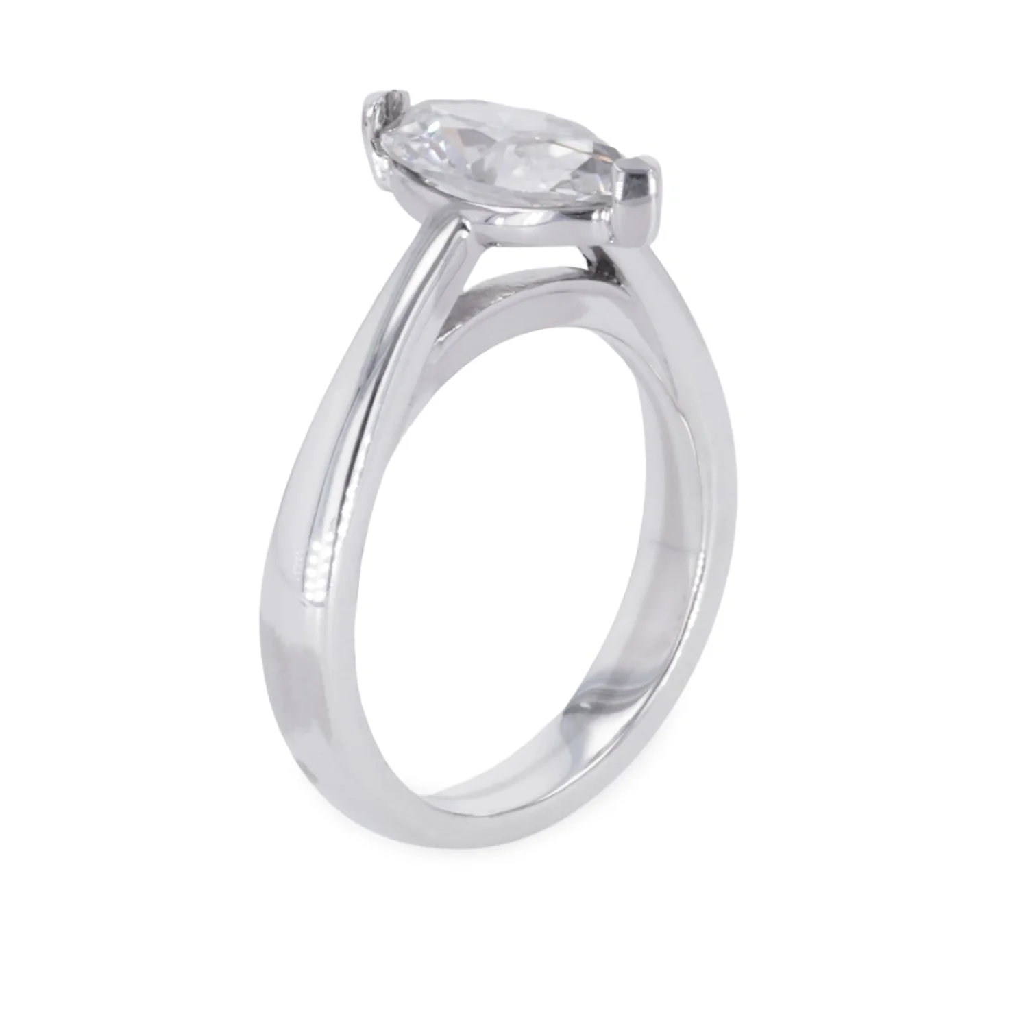 1.40 CTW DEW Marquise Moissanite Solitaire Ring in Sterling Silver - Image 2