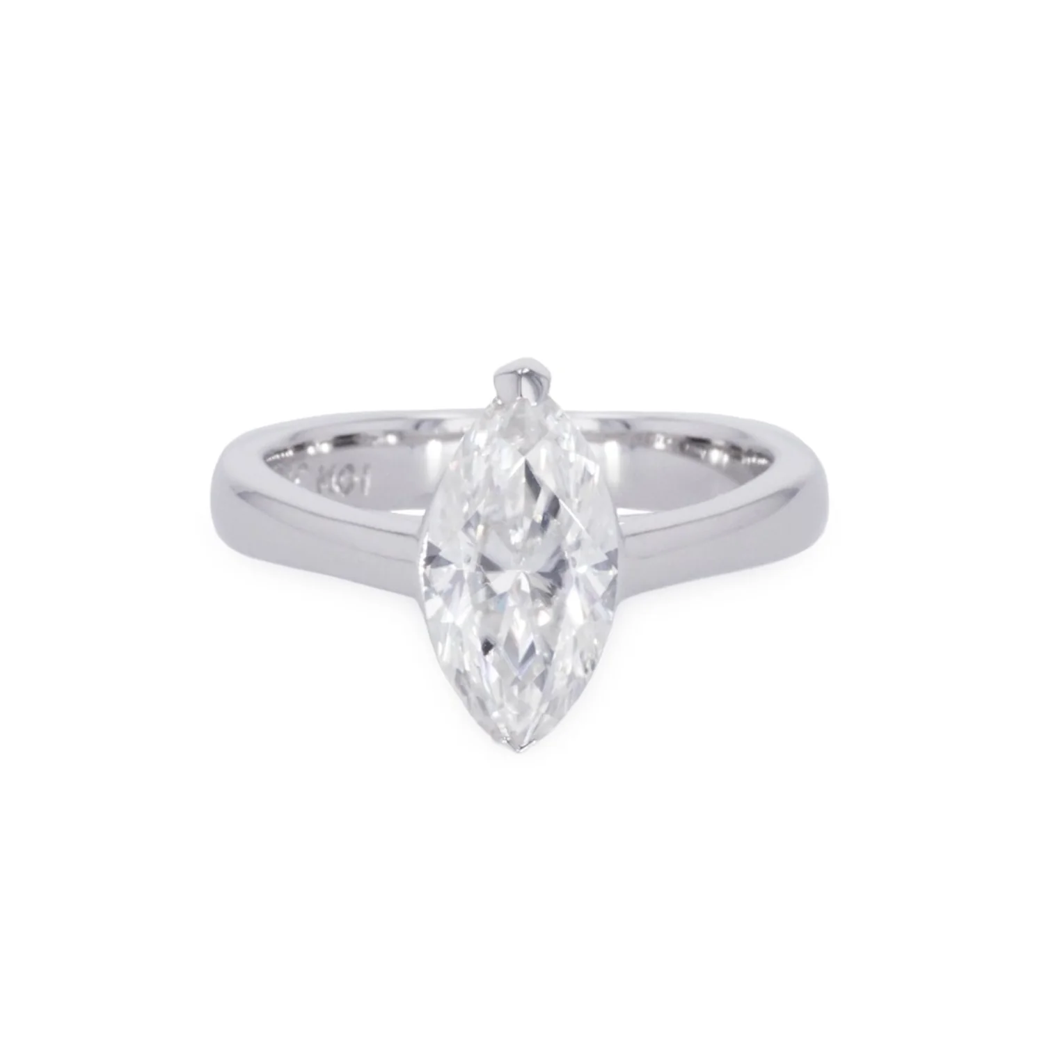 1.80 CTW DEW Marquise Moissanite Two-Prong Solitaire Ring in Sterling Silver