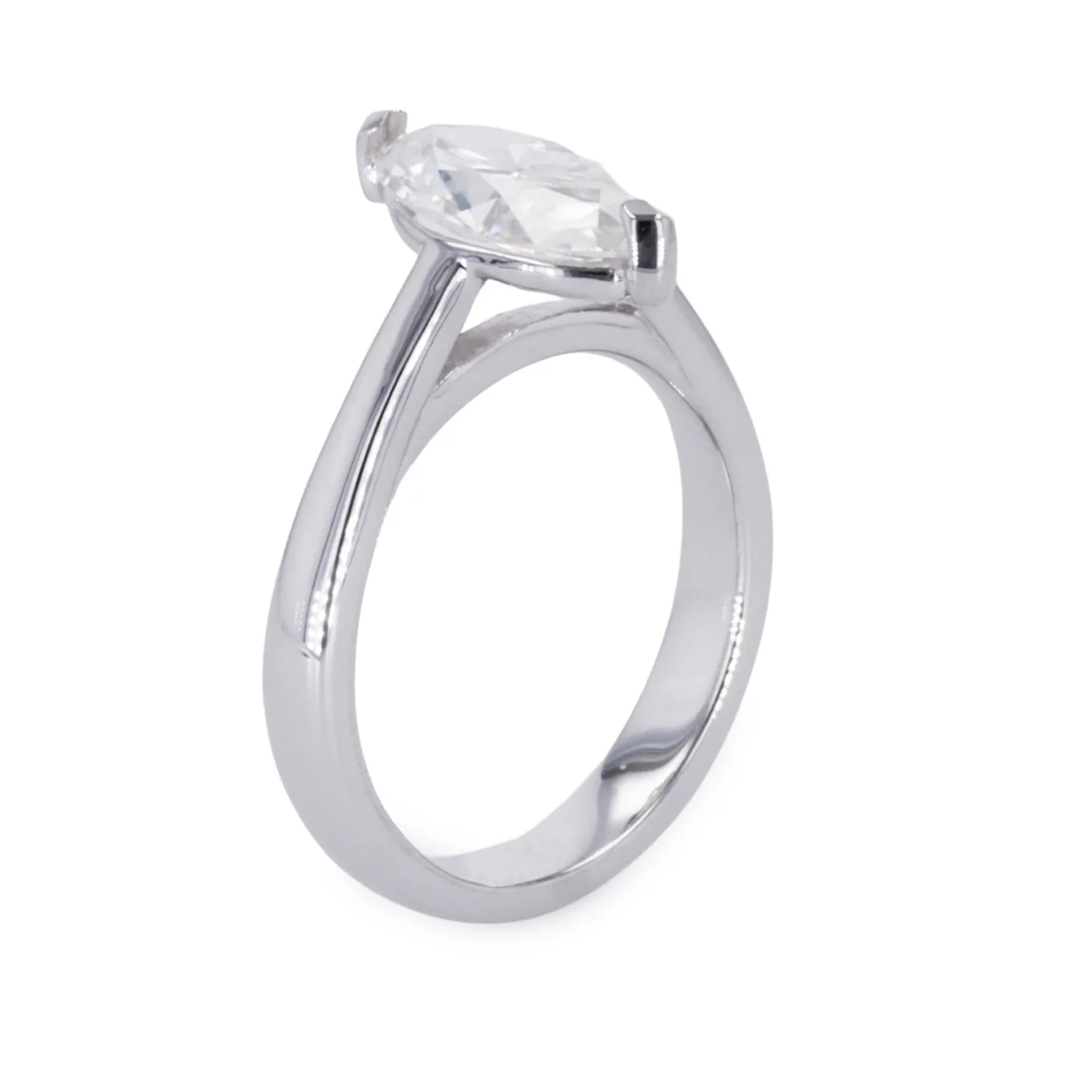 1.80 CTW DEW Marquise Moissanite Two-Prong Solitaire Ring in Sterling Silver - Image 2