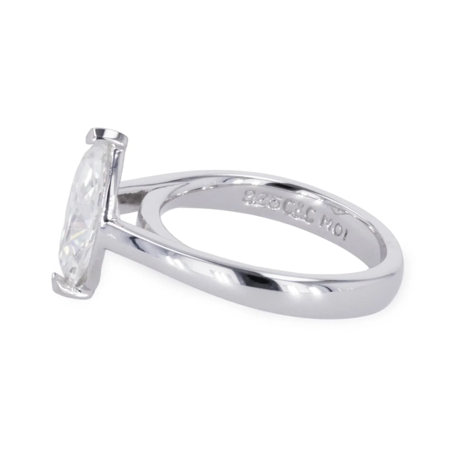 1.80 CTW DEW Marquise Moissanite Two-Prong Solitaire Ring in Sterling Silver - Image 4