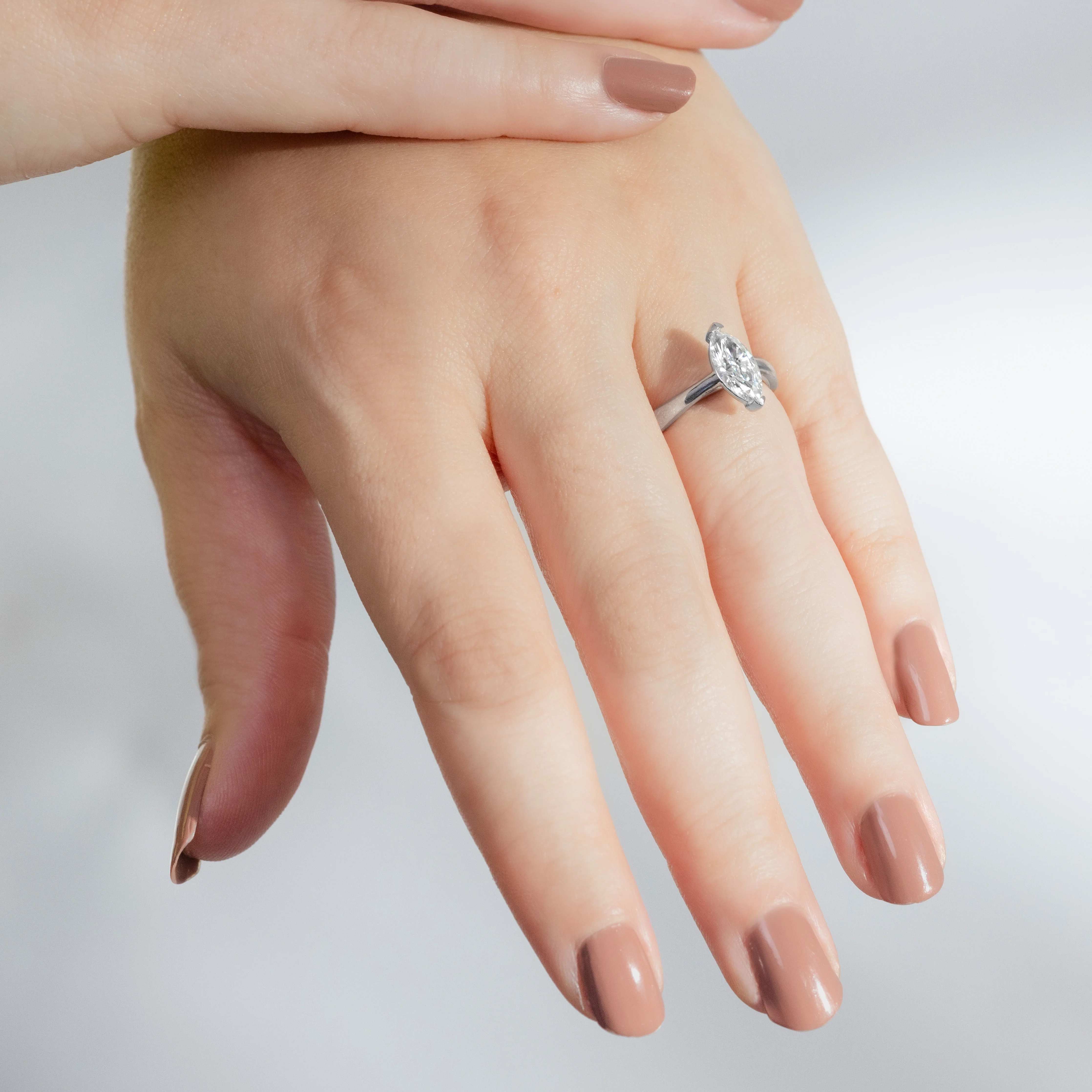 1.80 CTW DEW Marquise Moissanite Two-Prong Solitaire Ring in Sterling Silver - Image 5