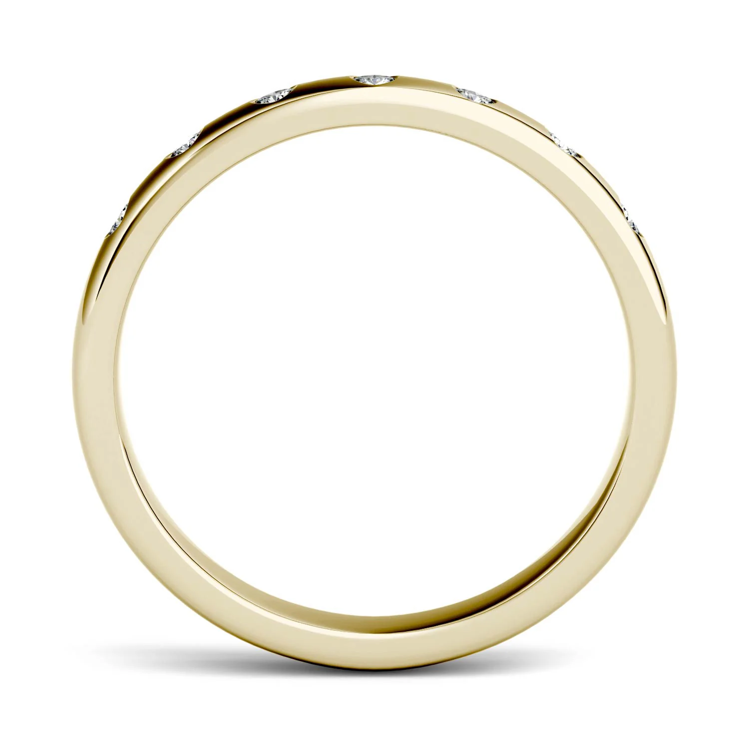 0.11 CTW DEW Round Moissanite Stackable Ring in 14K Yellow Gold - Image 3