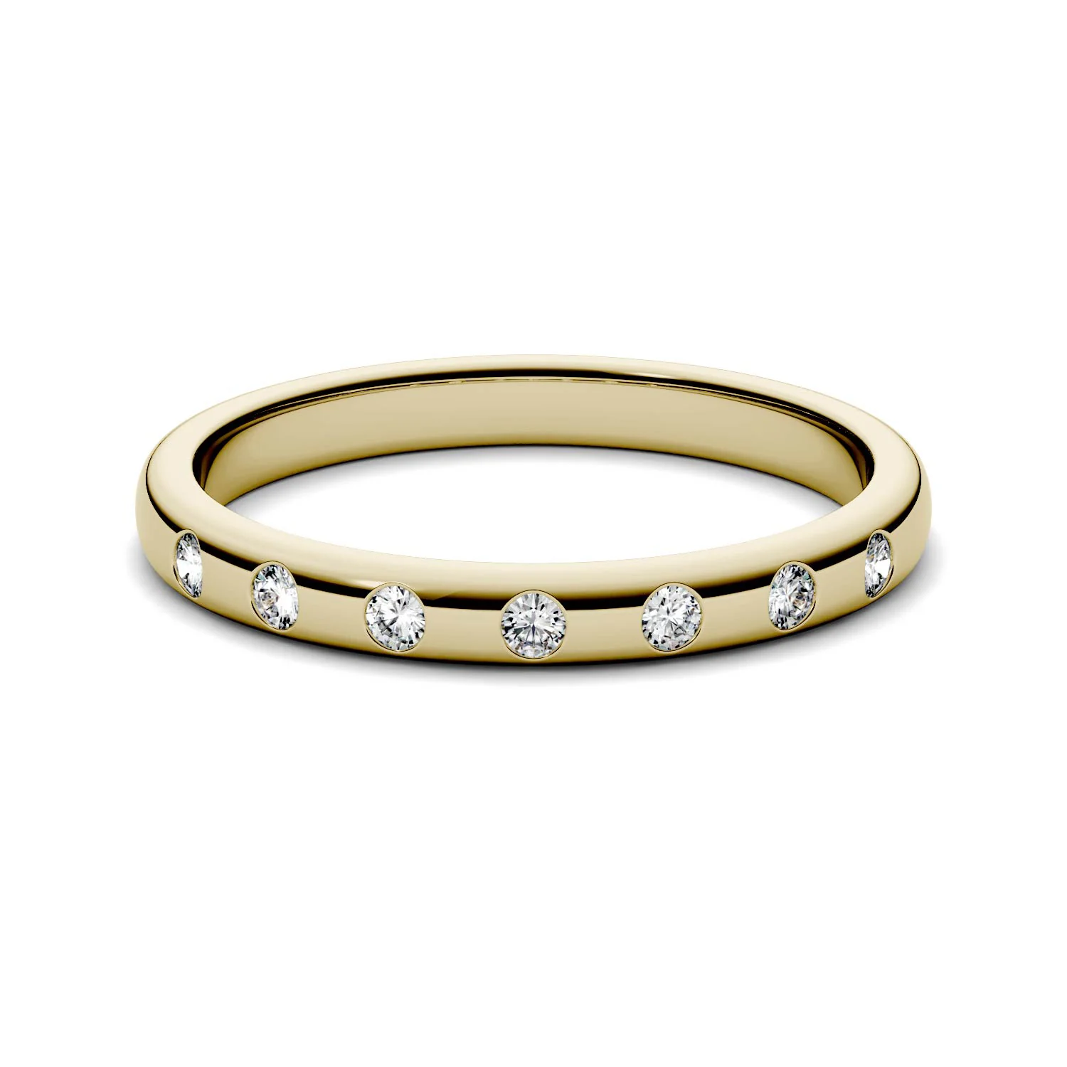 0.11 CTW DEW Round Moissanite Stackable Ring in 14K Yellow Gold - Image 4