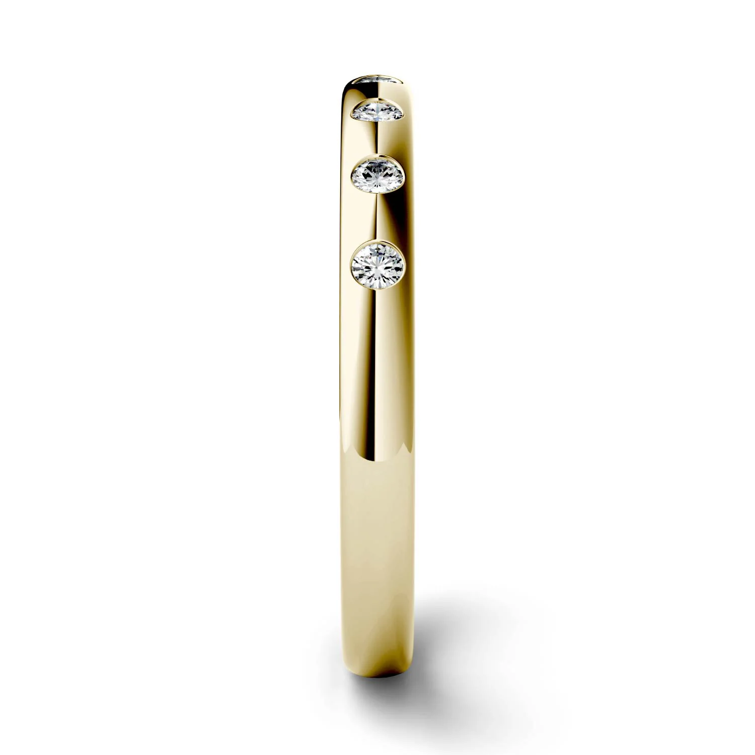 0.11 CTW DEW Round Moissanite Stackable Ring in 14K Yellow Gold - Image 5