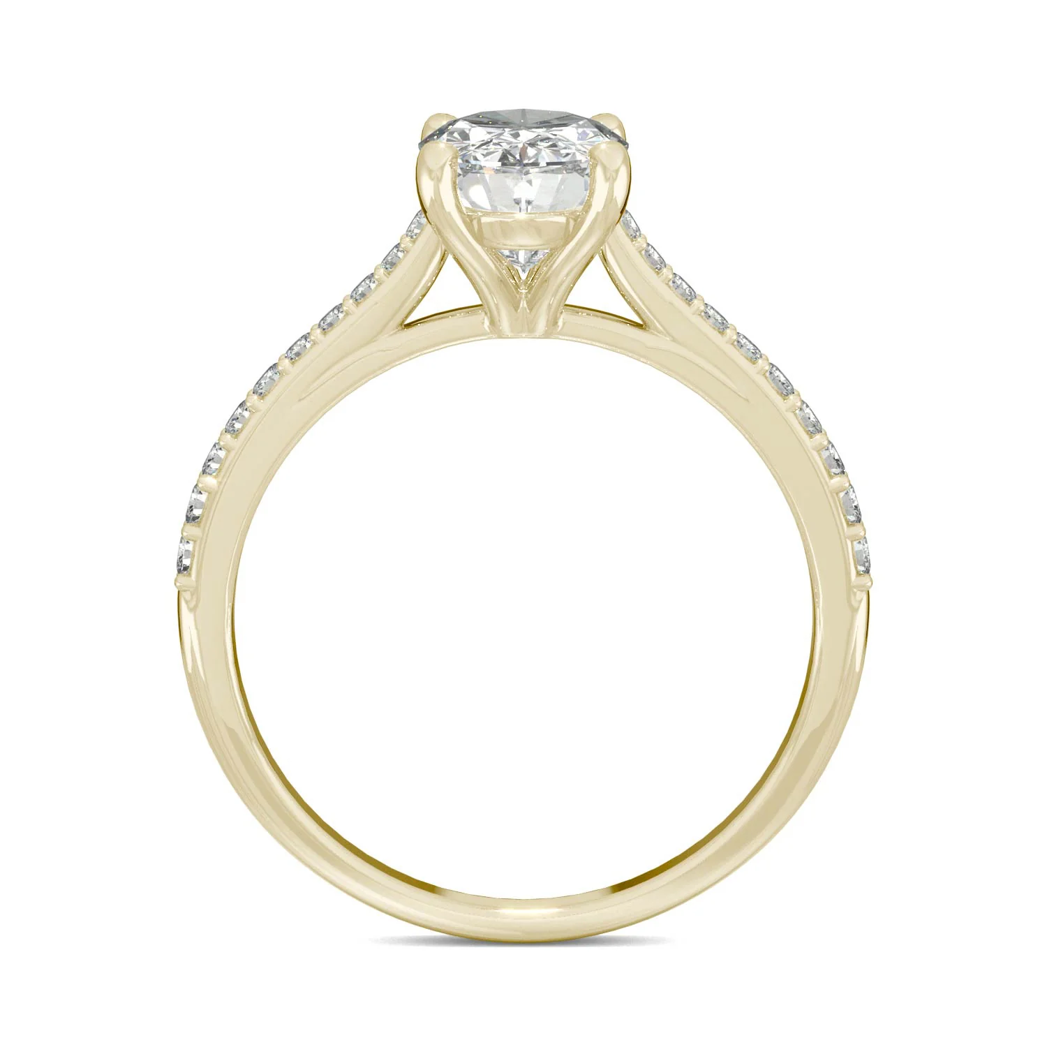 2.49 CTW DEW Elongated Oval Moissanite Engagement Ring in 14K Yellow Gold - Image 3