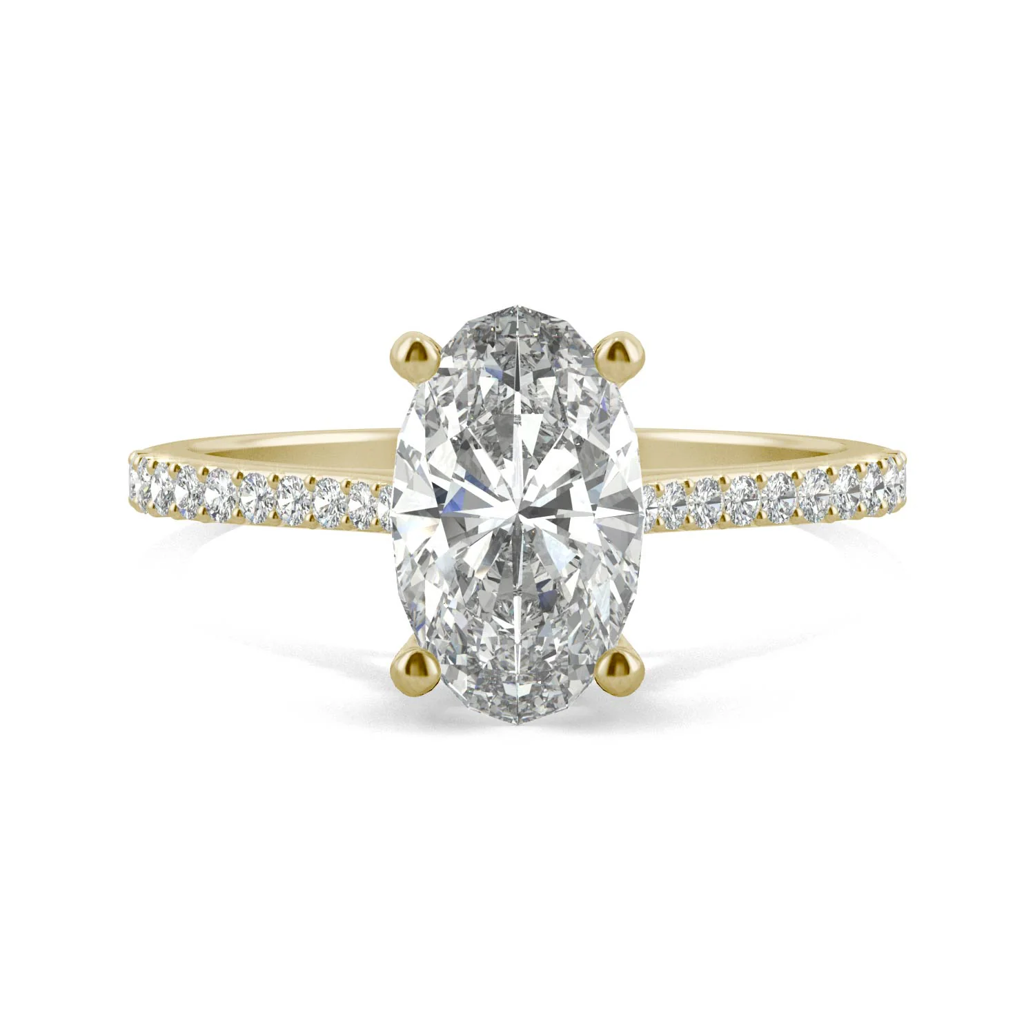 2.49 CTW DEW Elongated Oval Moissanite Engagement Ring in 14K Yellow Gold - Image 4