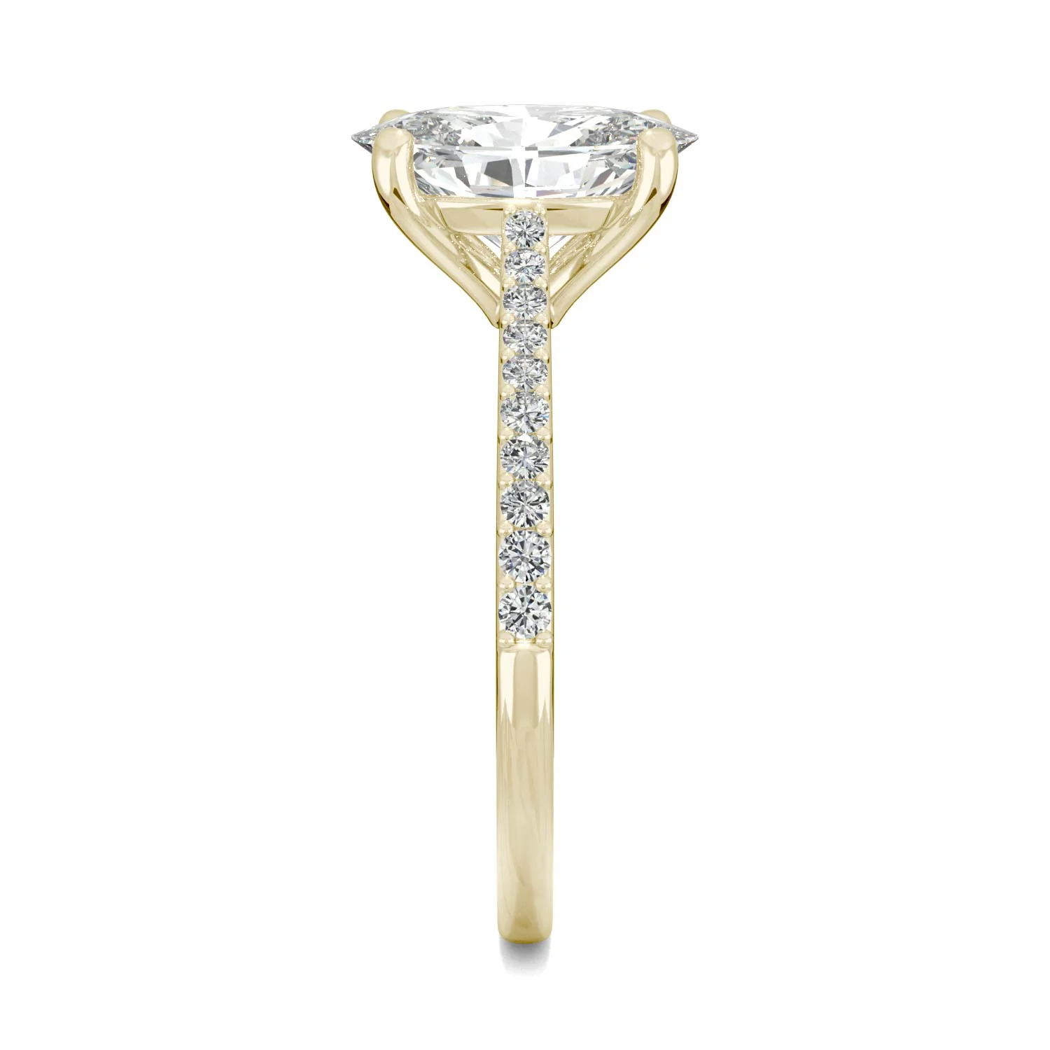 2.49 CTW DEW Elongated Oval Moissanite Engagement Ring in 14K Yellow Gold - Image 5