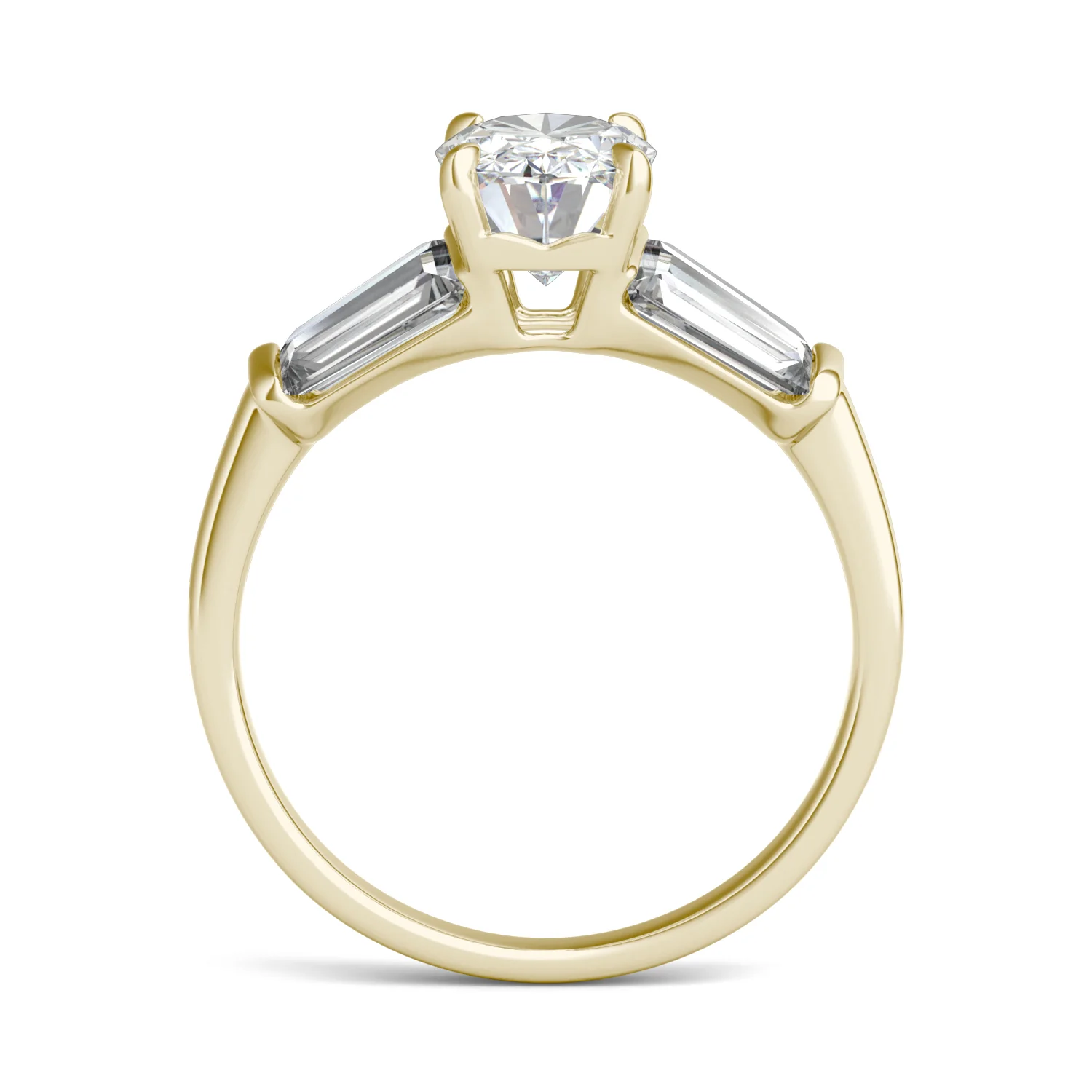 3.46 CTW DEW Elongated Oval Moissanite Five-Stone Ring in 14K Yellow Gold - Image 3