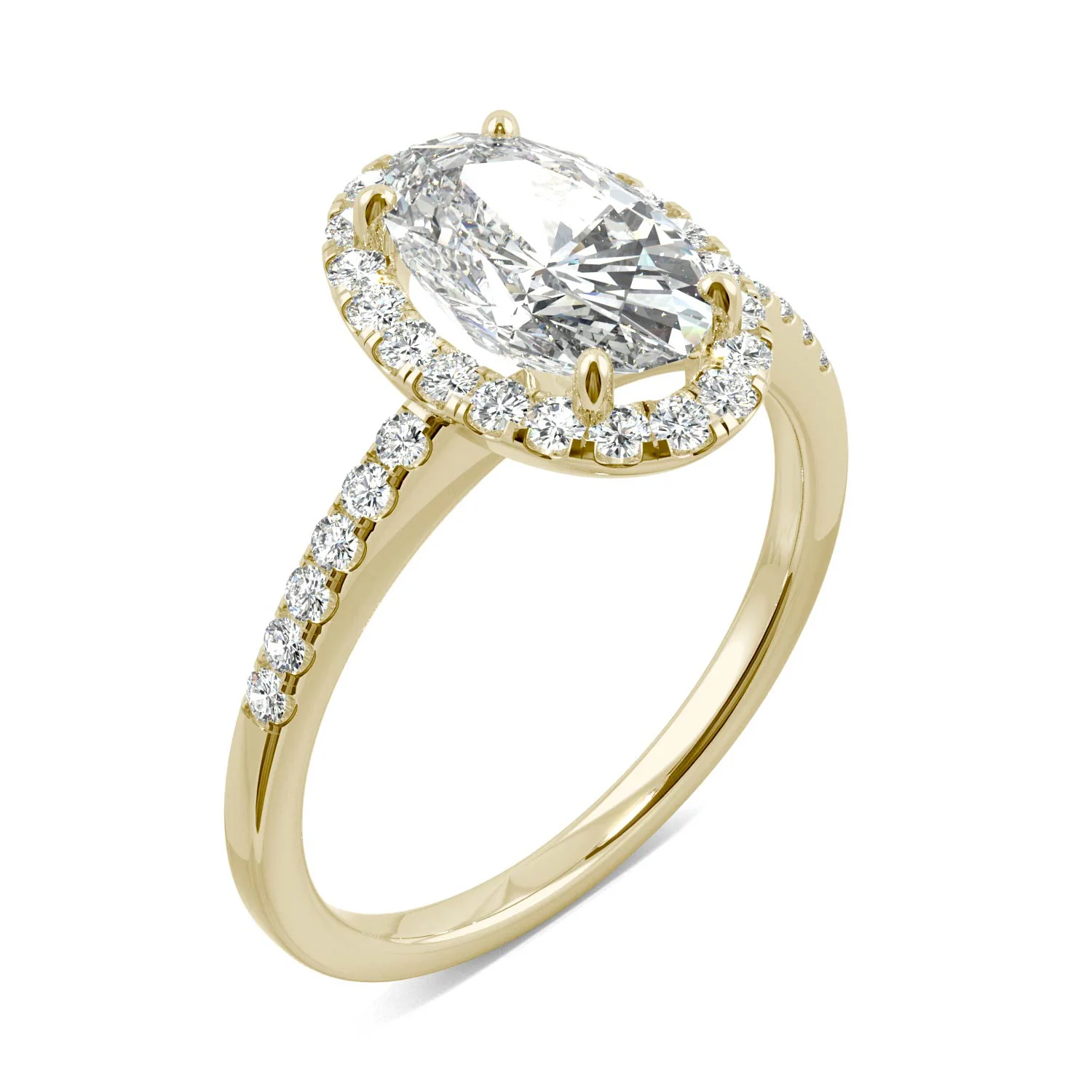2.62 CTW DEW Elongated Oval Moissanite Halo Ring in 14K Yellow Gold - Image 2