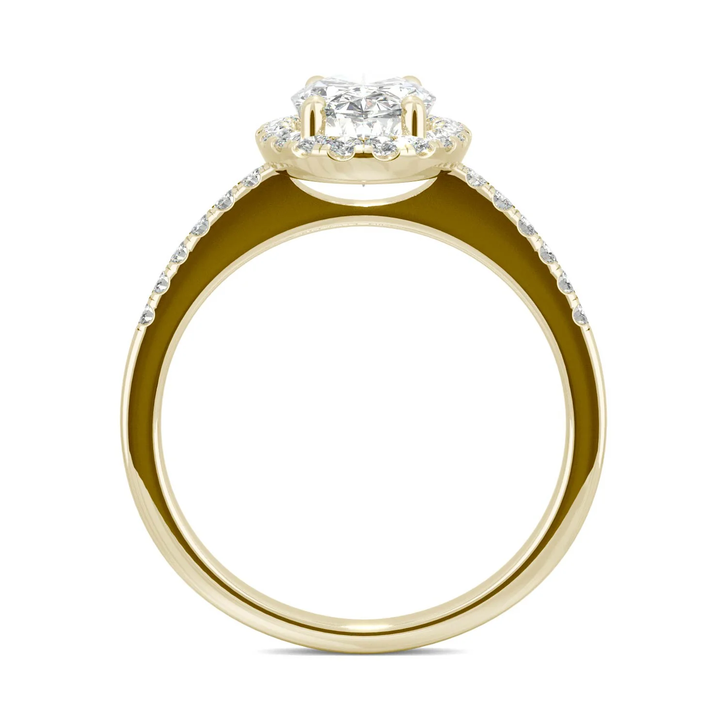 2.62 CTW DEW Elongated Oval Moissanite Halo Ring in 14K Yellow Gold - Image 3