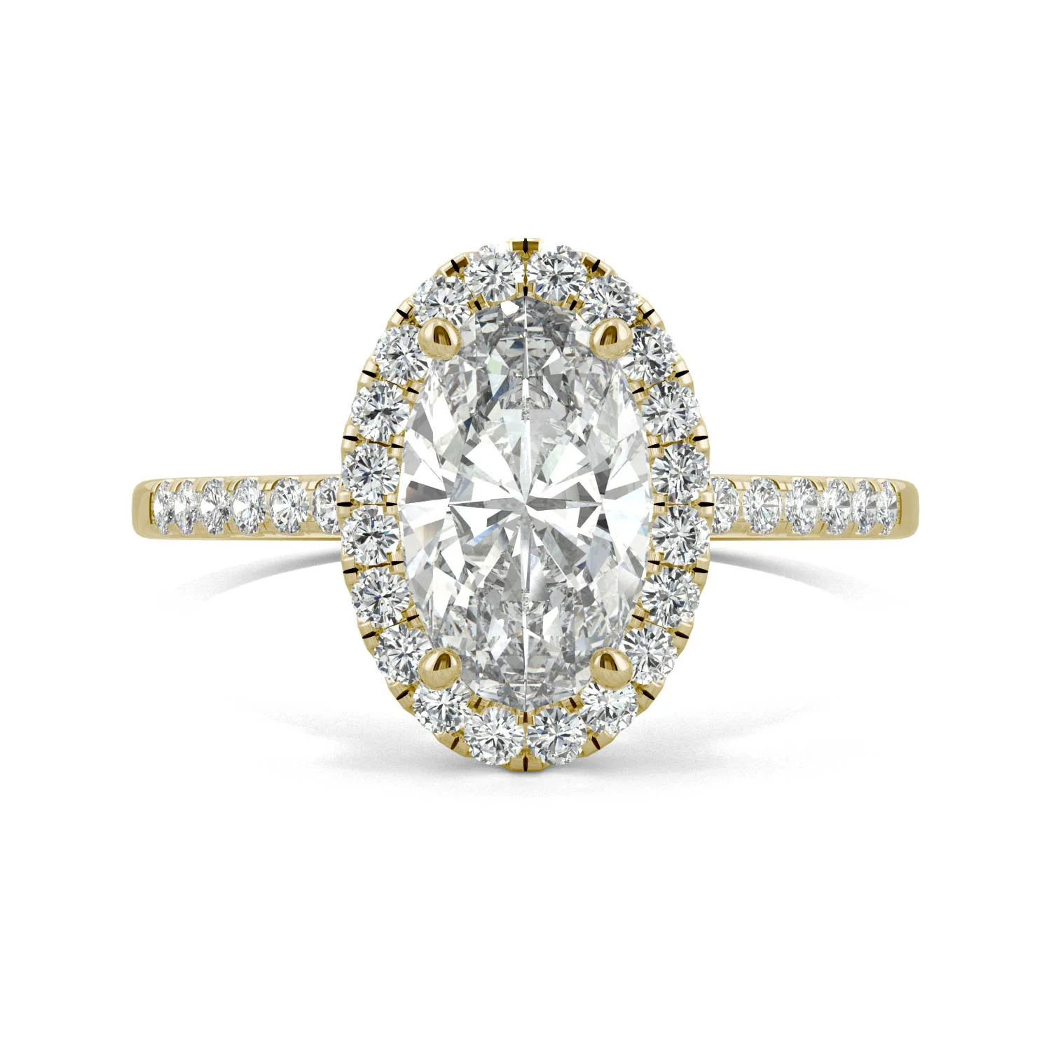 2.62 CTW DEW Elongated Oval Moissanite Halo Ring in 14K Yellow Gold - Image 4