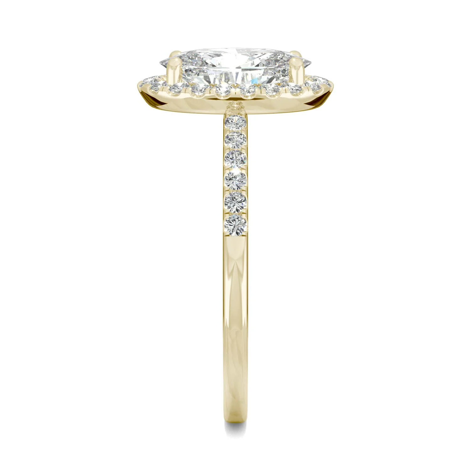 2.62 CTW DEW Elongated Oval Moissanite Halo Ring in 14K Yellow Gold - Image 5