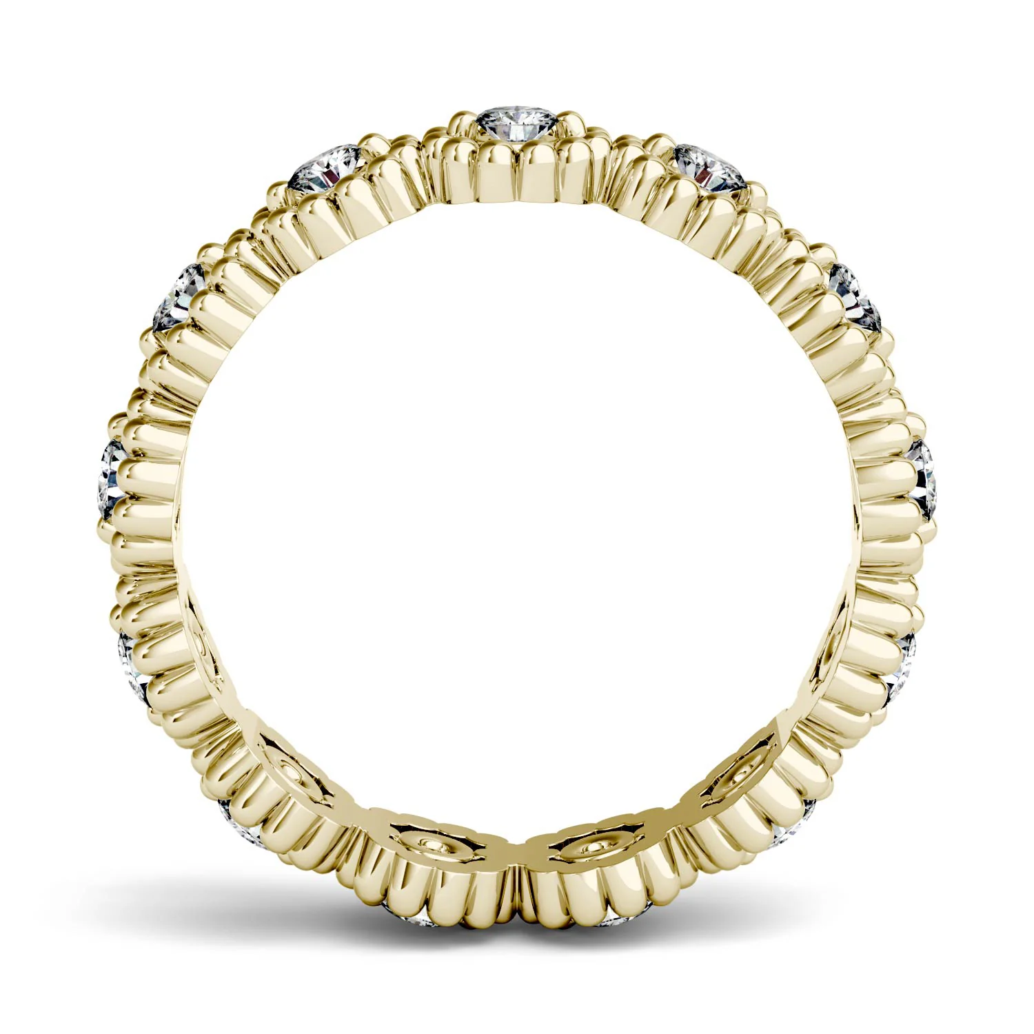 0.59 CTW DEW Round Moissanite Milgrain Eternity Band in 14K Yellow Gold - Image 3