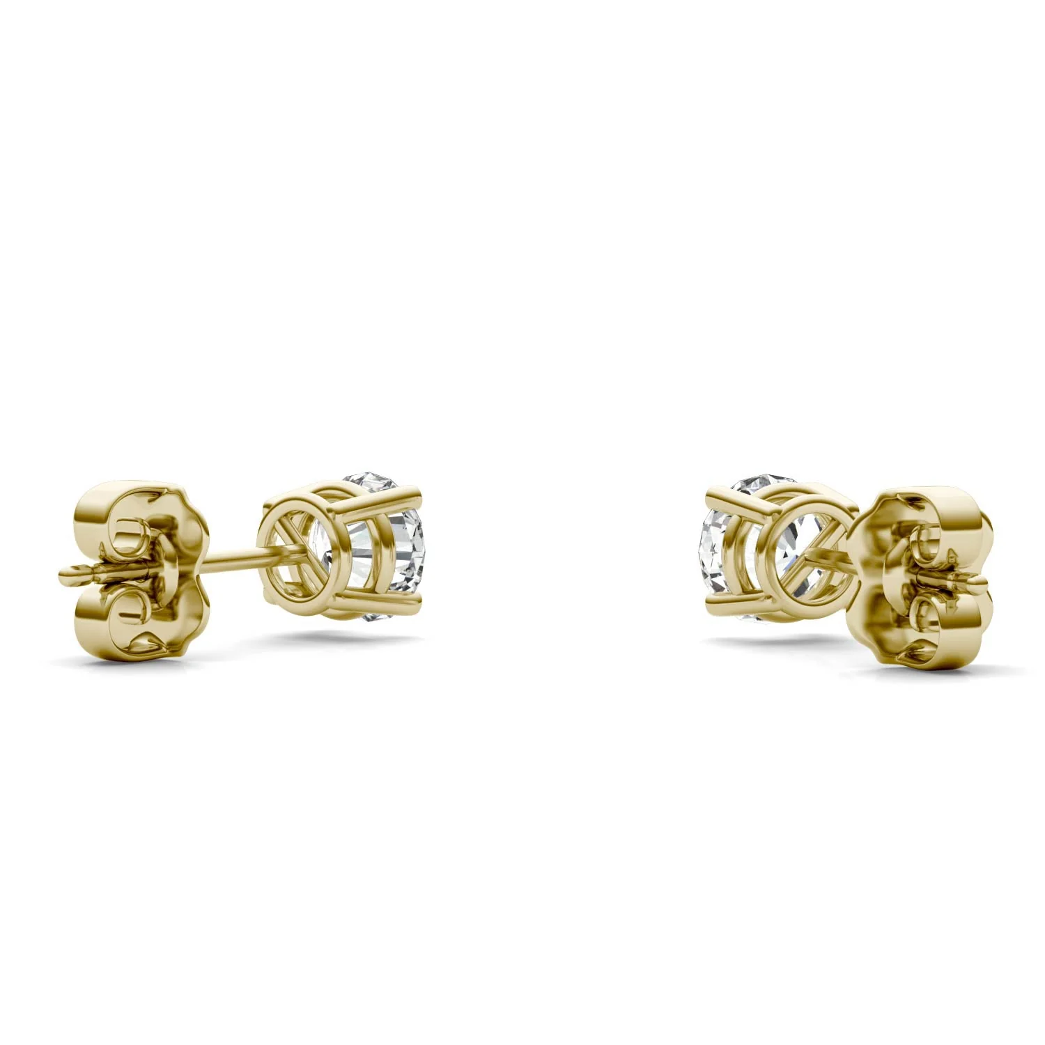 1 CTW DEW Round Moissanite Basket Studs in 14K Yellow Gold - Image 5