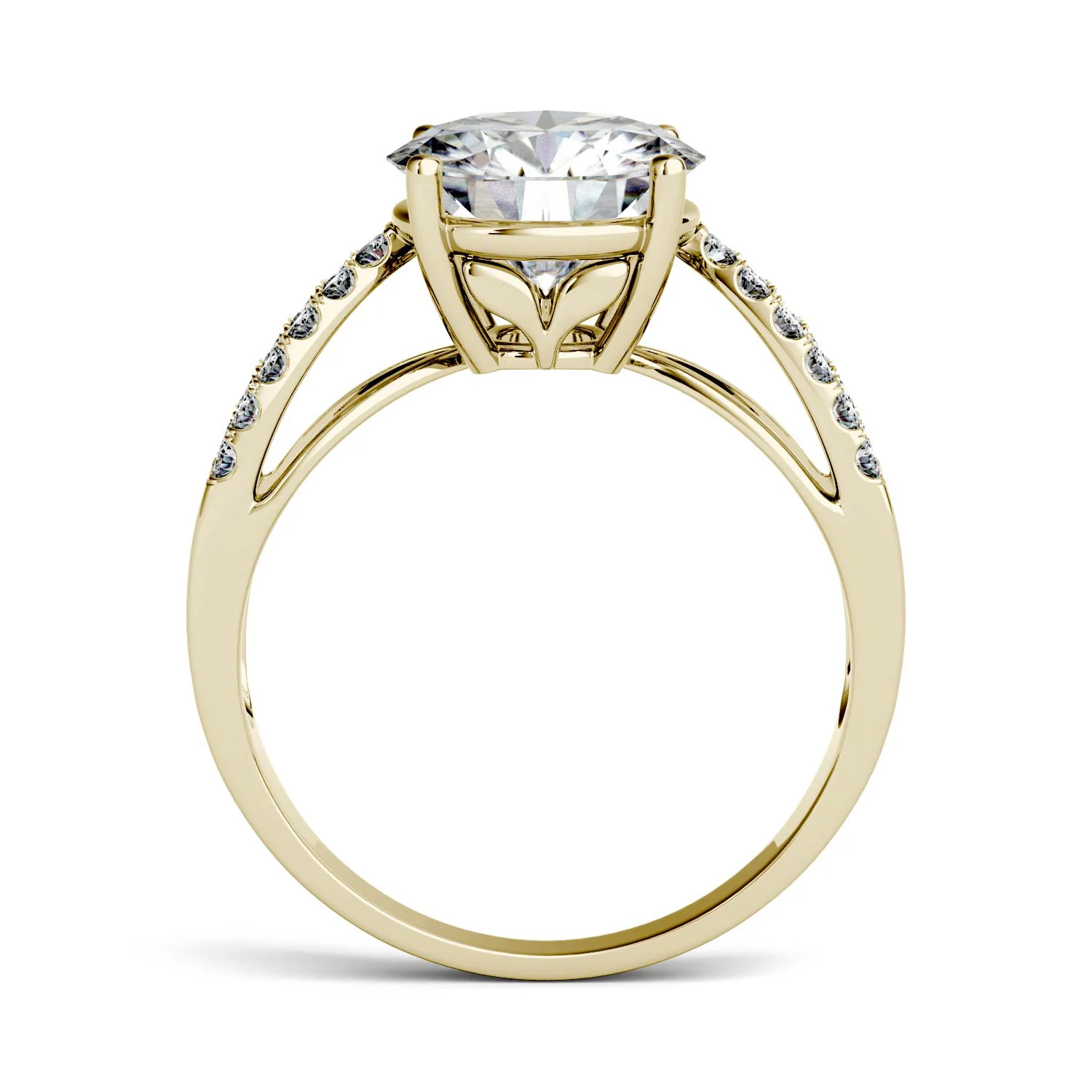 2.92 CTW DEW Round Moissanite Engagement Ring in 14K Yellow Gold - Image 3