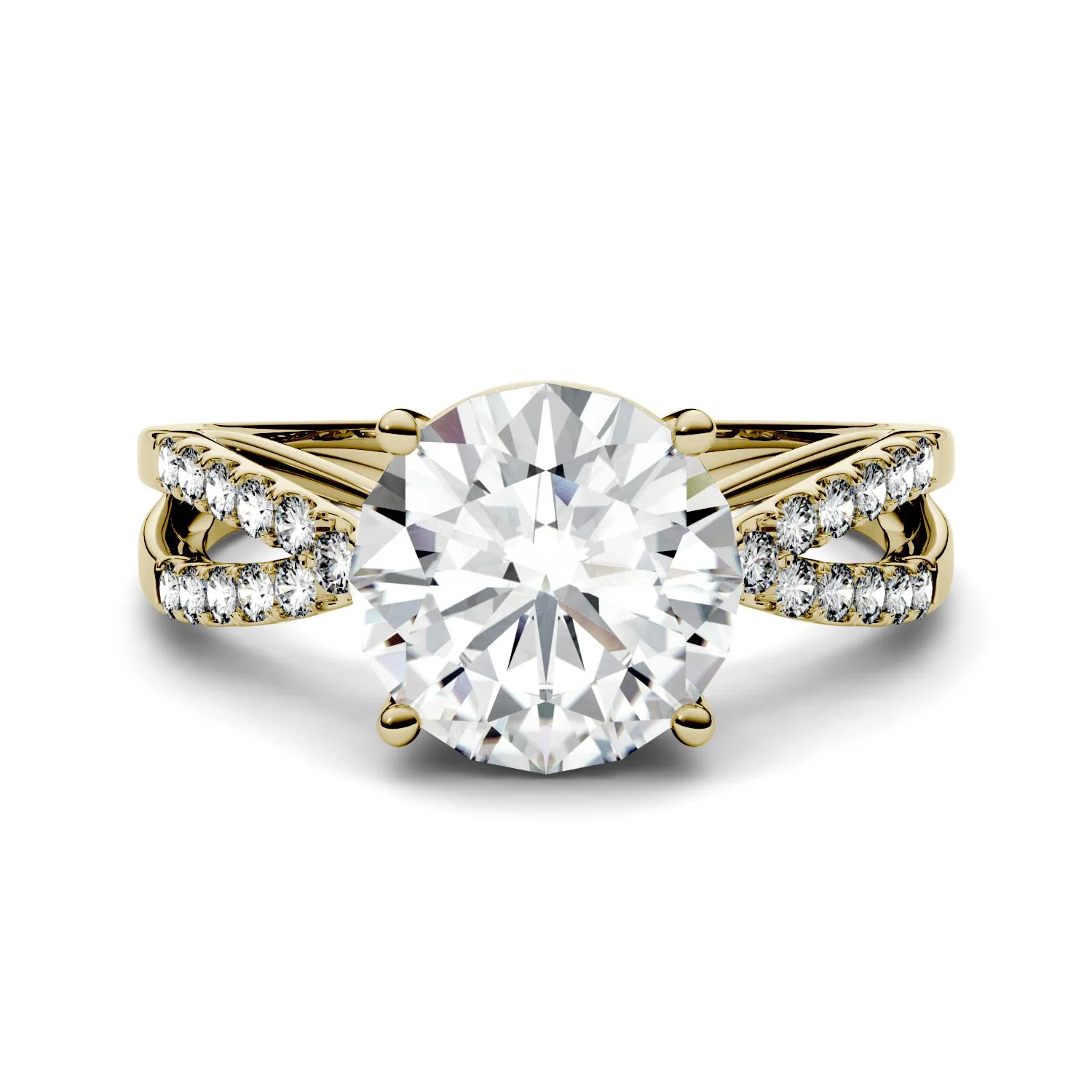 2.92 CTW DEW Round Moissanite Engagement Ring in 14K Yellow Gold - Image 4