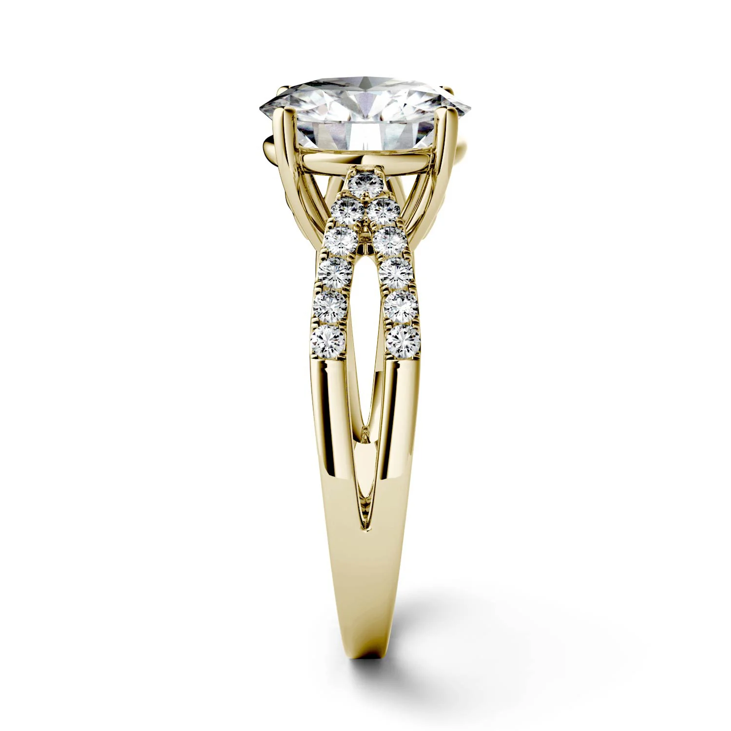 2.92 CTW DEW Round Moissanite Engagement Ring in 14K Yellow Gold - Image 5