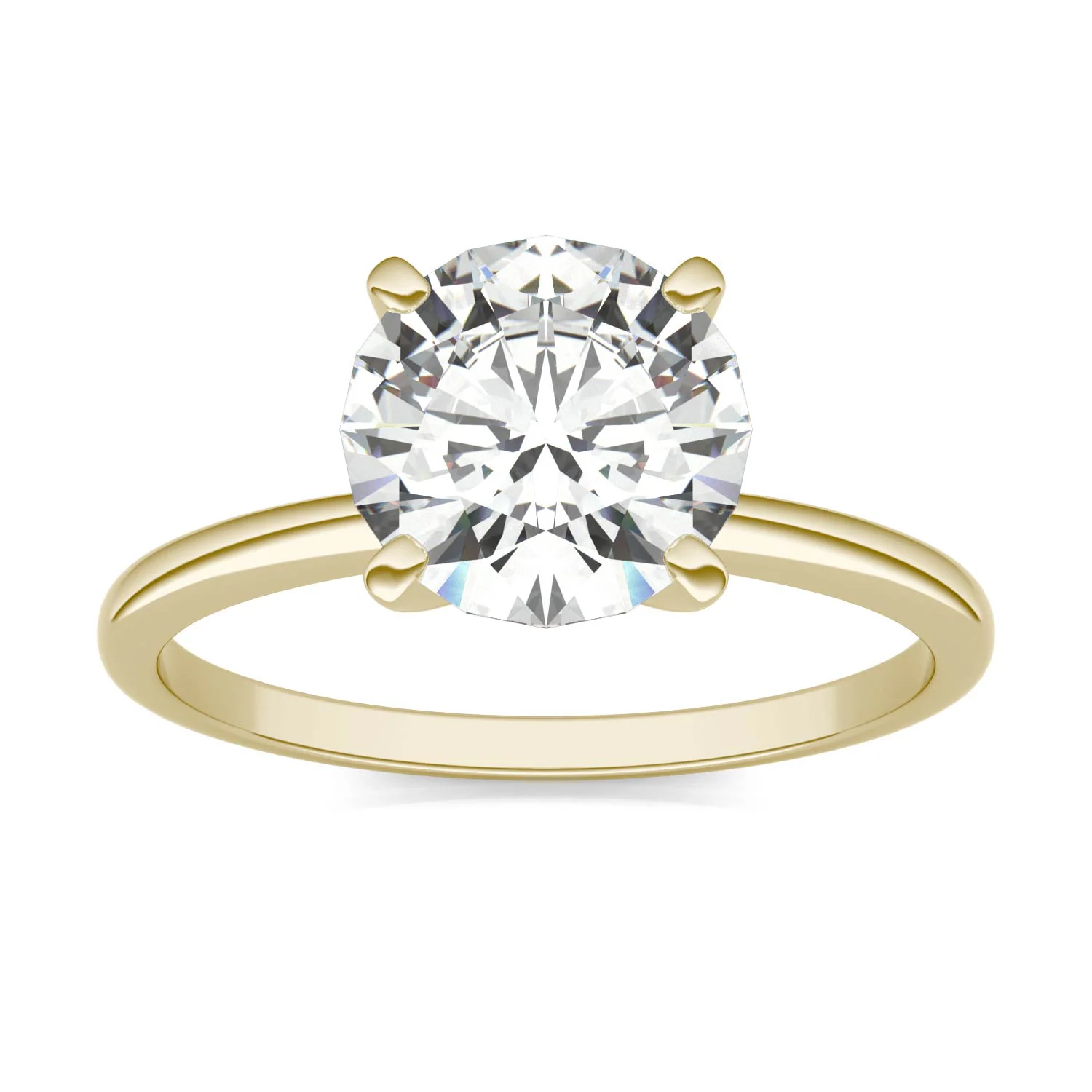 1.90 CTW DEW Round Moissanite Solitaire Engagement Ring in 14K Yellow Gold