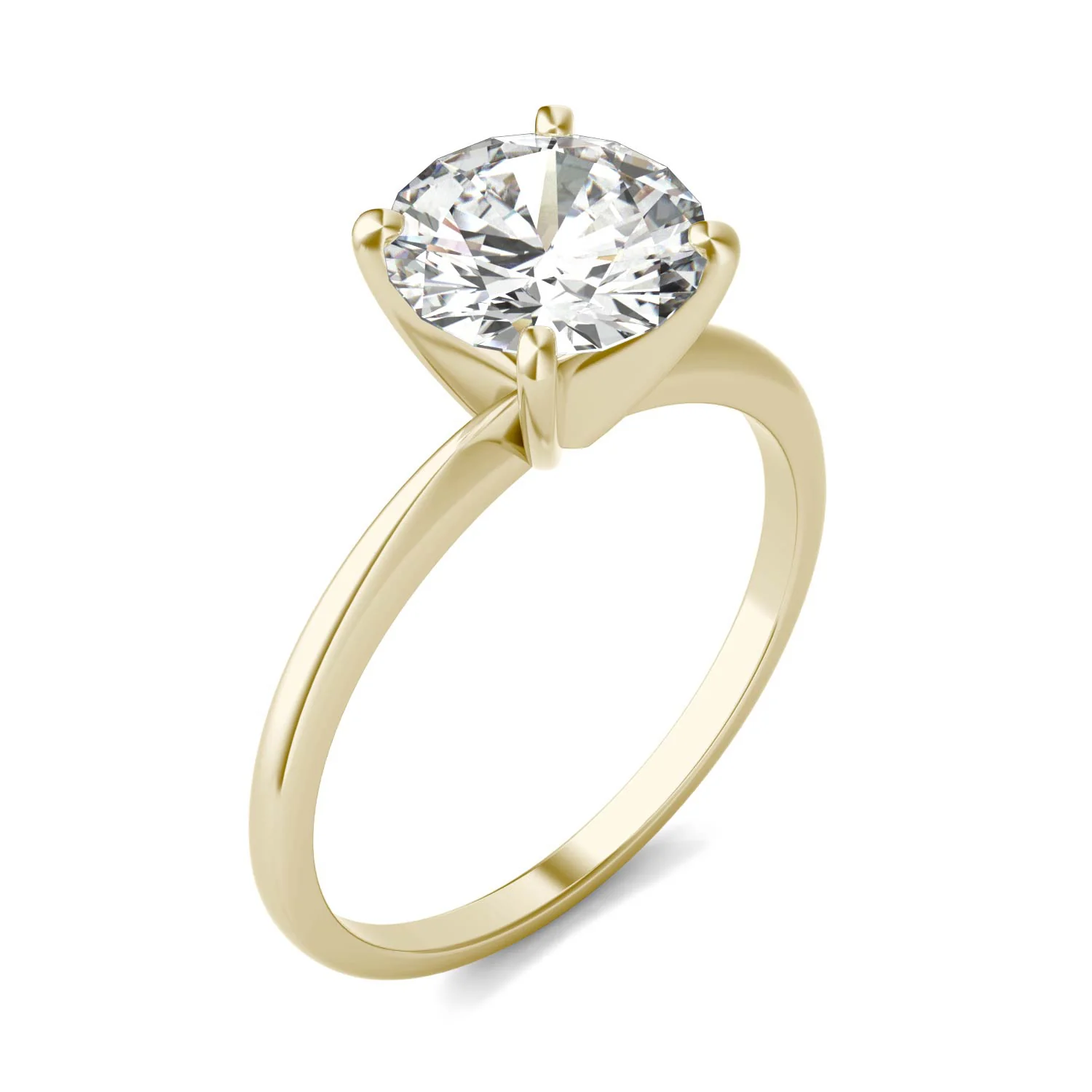1.90 CTW DEW Round Moissanite Solitaire Engagement Ring in 14K Yellow Gold - Image 2