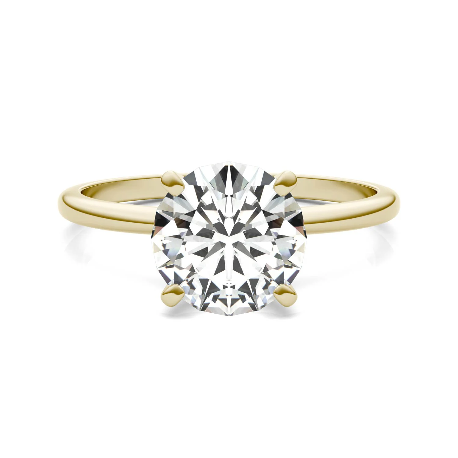 1.90 CTW DEW Round Moissanite Solitaire Engagement Ring in 14K Yellow Gold - Image 4