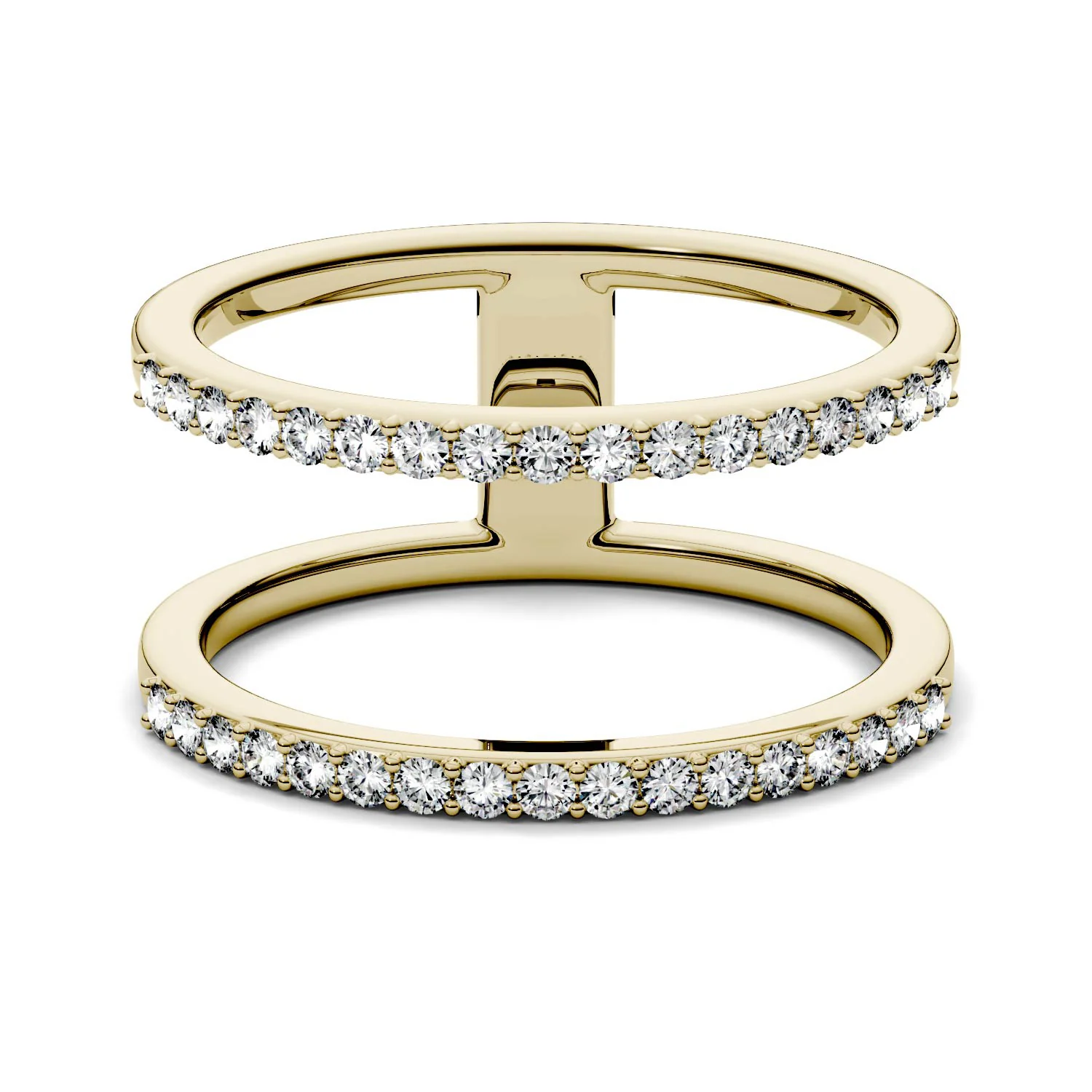 0.34 CTW DEW Moissanite Double Row Fashion Ring in 14K Yellow Gold - Image 2