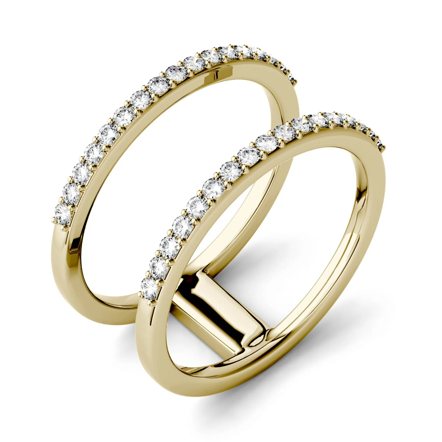 0.34 CTW DEW Moissanite Double Row Fashion Ring in 14K Yellow Gold - Image 3