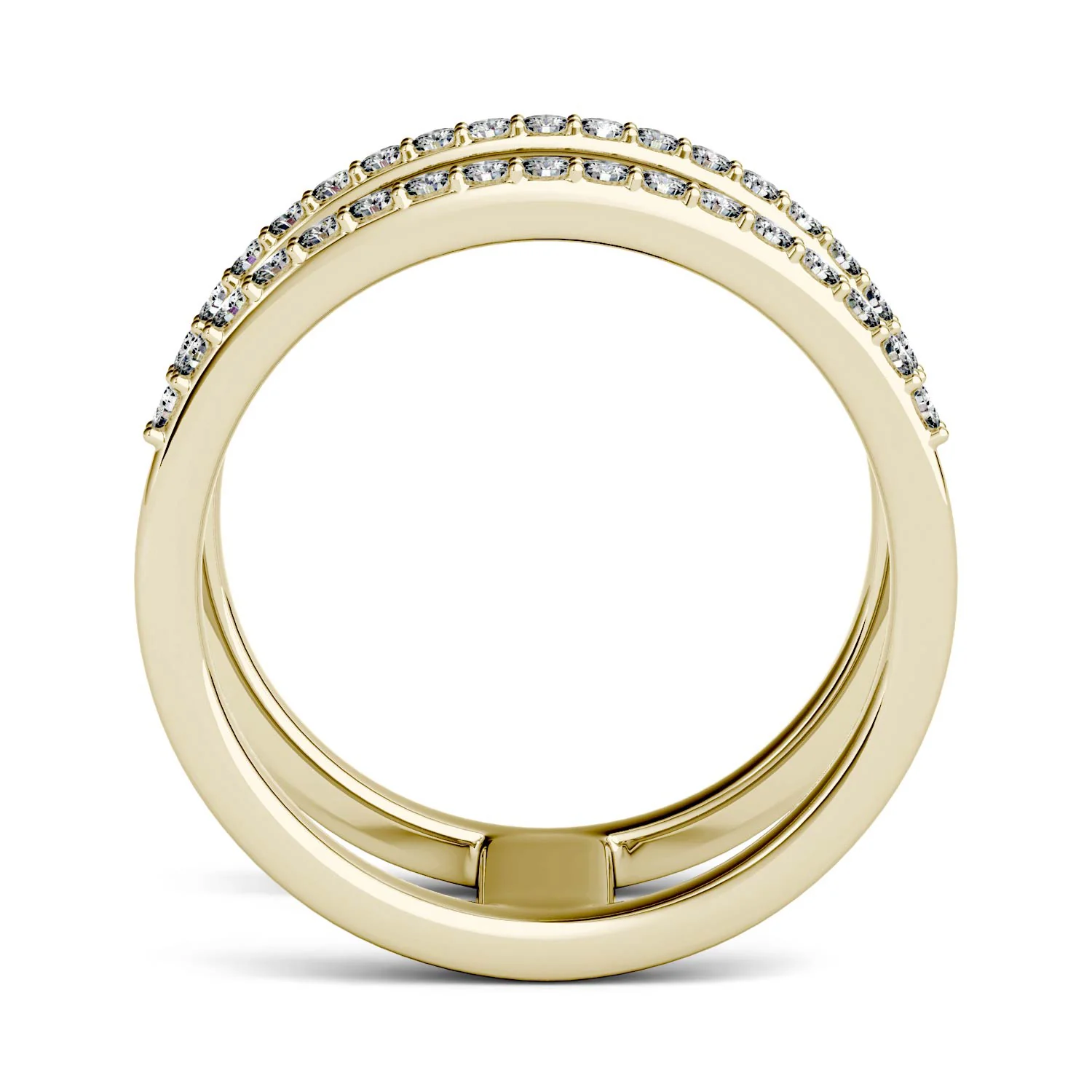0.34 CTW DEW Moissanite Double Row Fashion Ring in 14K Yellow Gold - Image 5