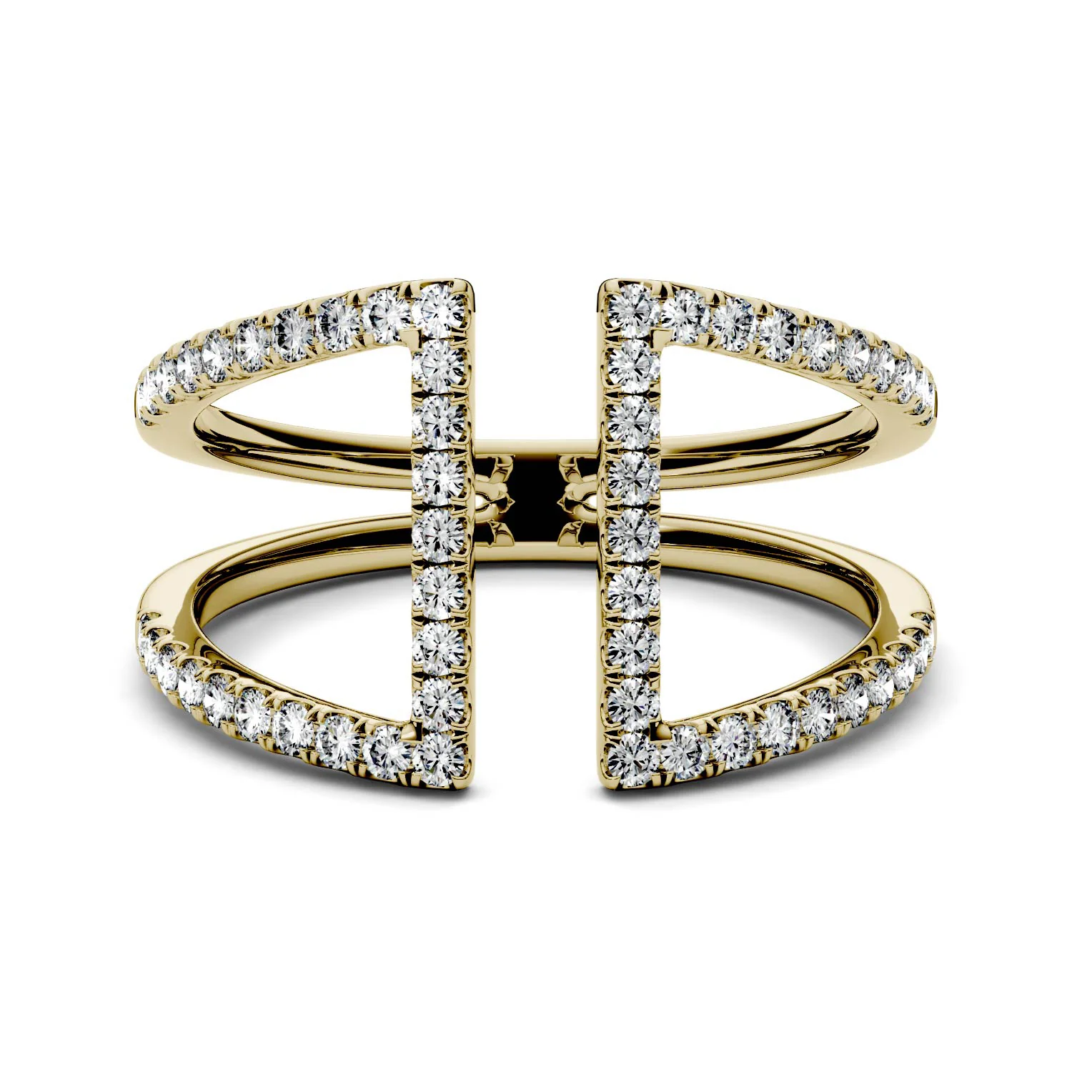 0.54 CTW DEW Geometric Moissanite Open Fashion Ring in 14K Yellow Gold - Image 2