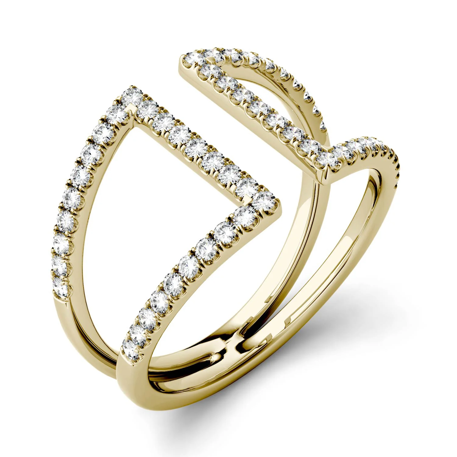 0.54 CTW DEW Geometric Moissanite Open Fashion Ring in 14K Yellow Gold - Image 3