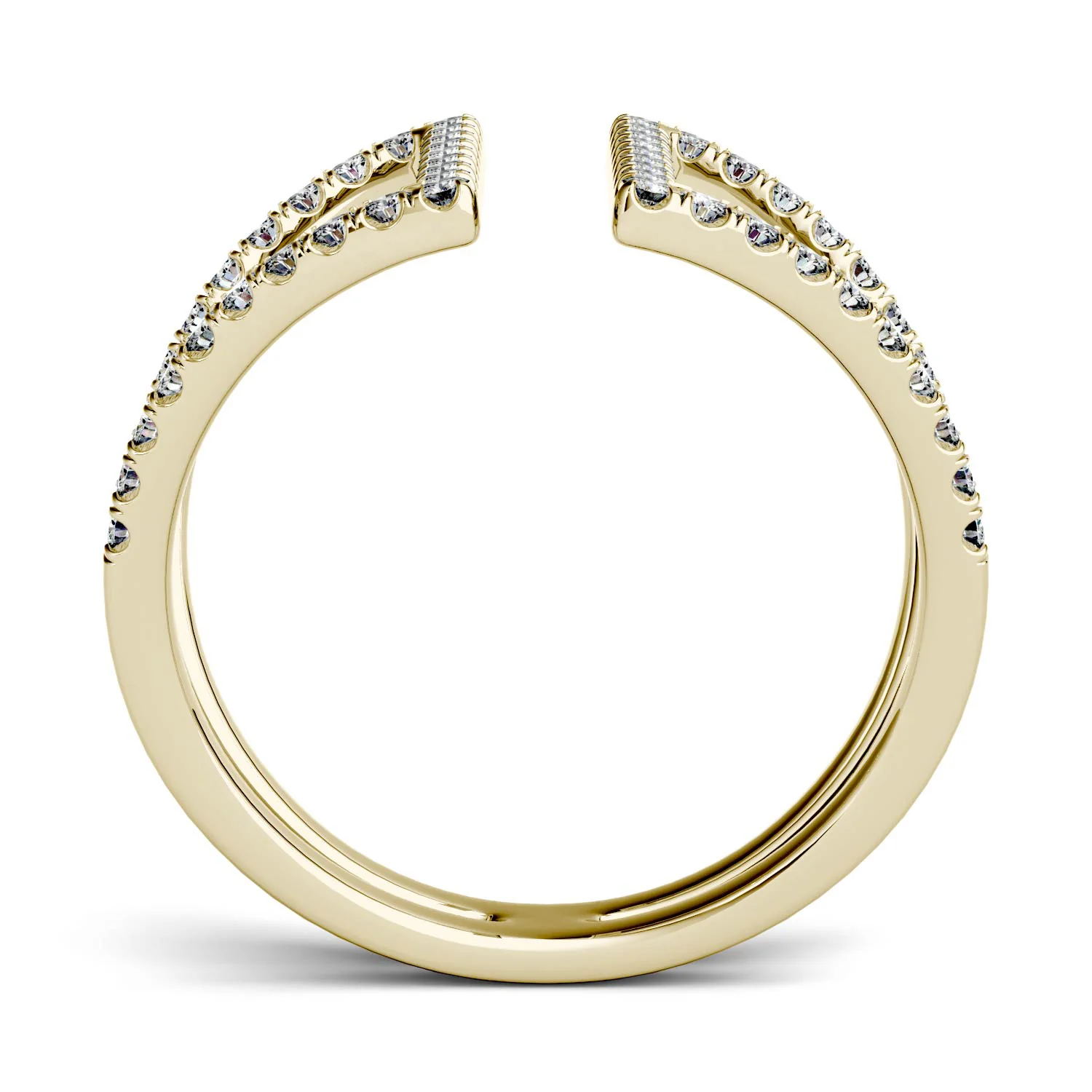 0.54 CTW DEW Geometric Moissanite Open Fashion Ring in 14K Yellow Gold - Image 4