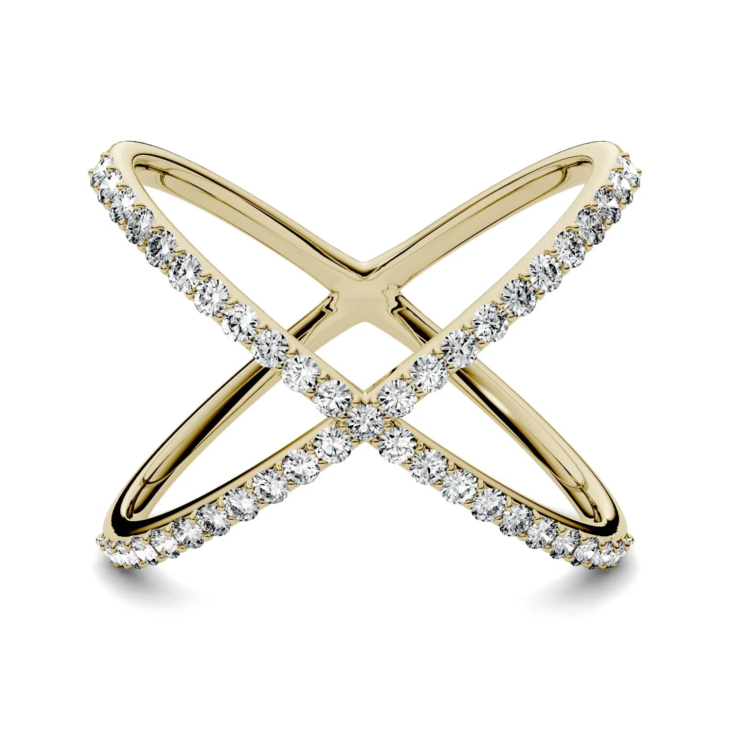 0.45 CTW DEW Crossover Moissanite Fashion Ring in 14K Yellow Gold - Image 2