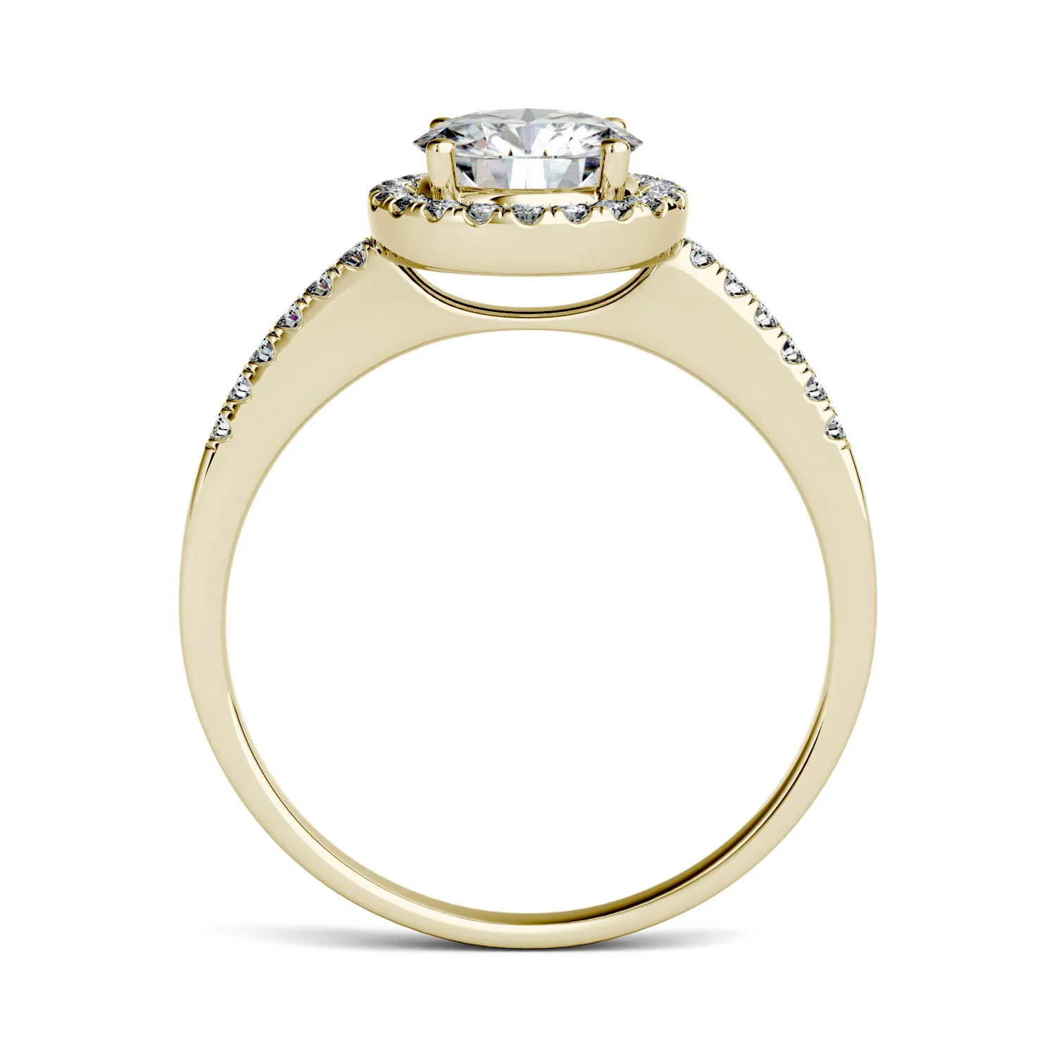 1.30 CTW DEW Round Moissanite Halo Ring in 14K Yellow Gold - Image 3