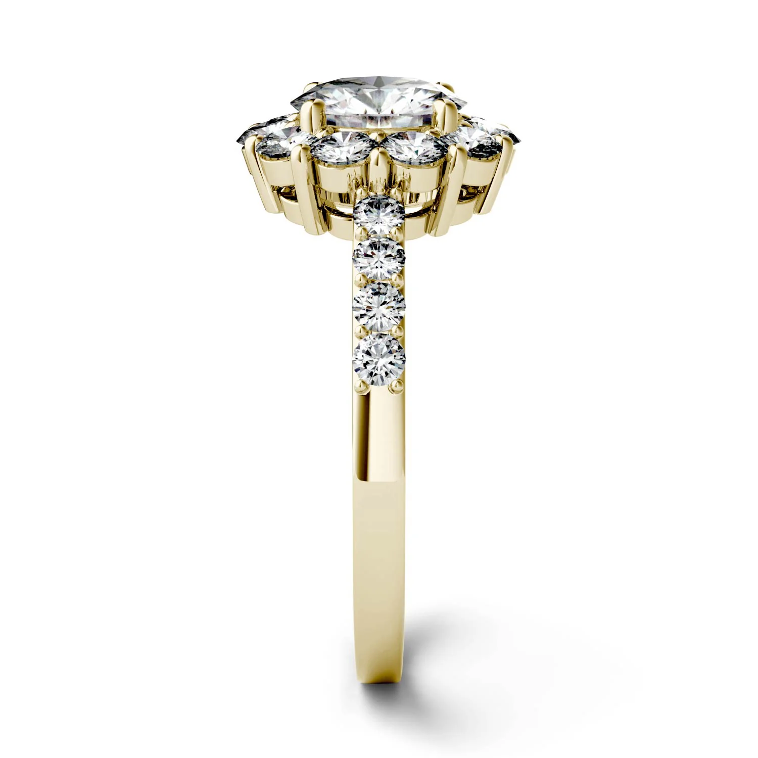 1.78 CTW DEW Round Moissanite Halo Ring in 14K Yellow Gold - Image 5