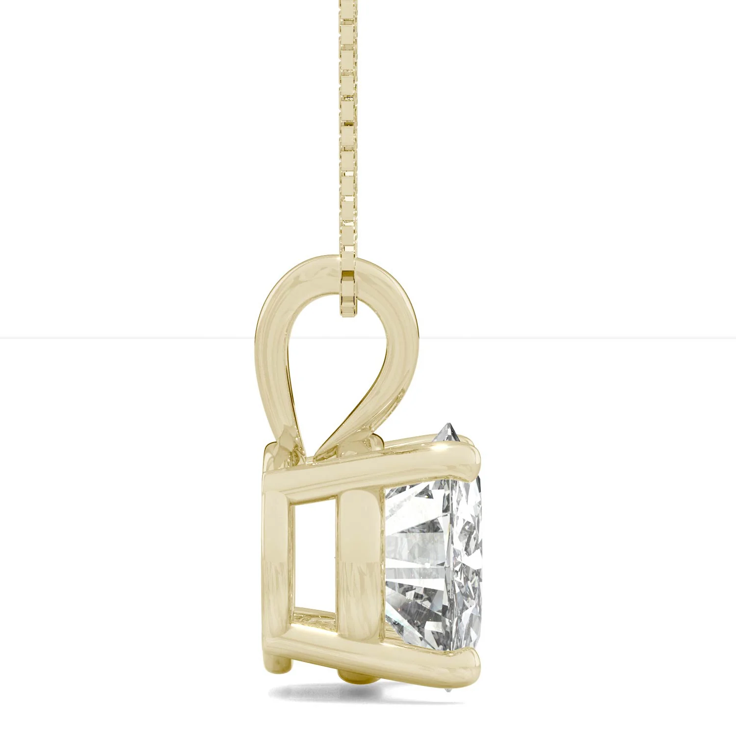 3.10 CTW DEW Round Moissanite Basket Pendant in 14K Yellow Gold - Image 2