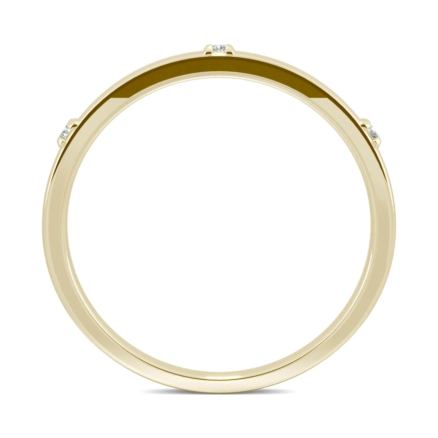 0.02 CTW DEW Round Moissanite Three-Stone Stackable Band in 14K Yellow Gold - Image 3