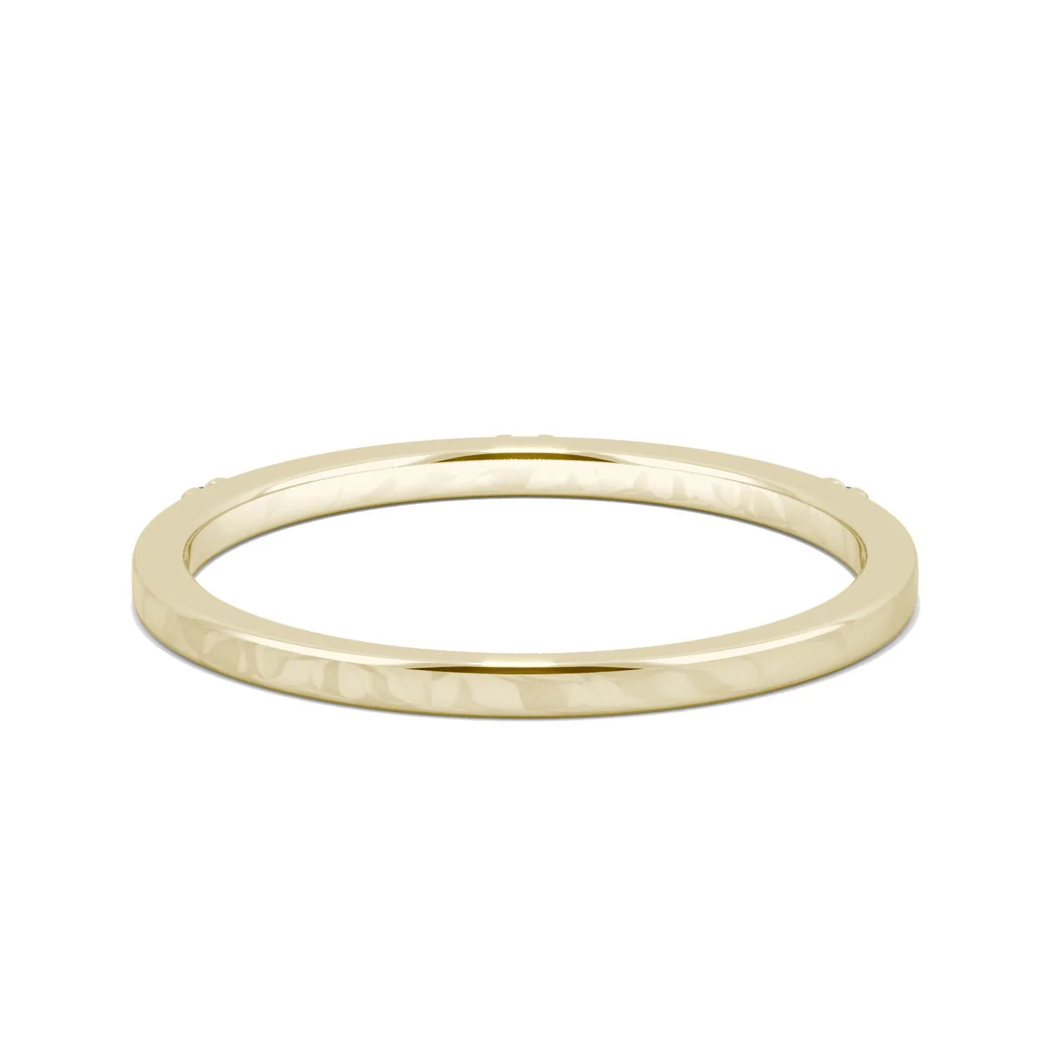 0.02 CTW DEW Round Moissanite Three-Stone Stackable Band in 14K Yellow Gold - Image 6