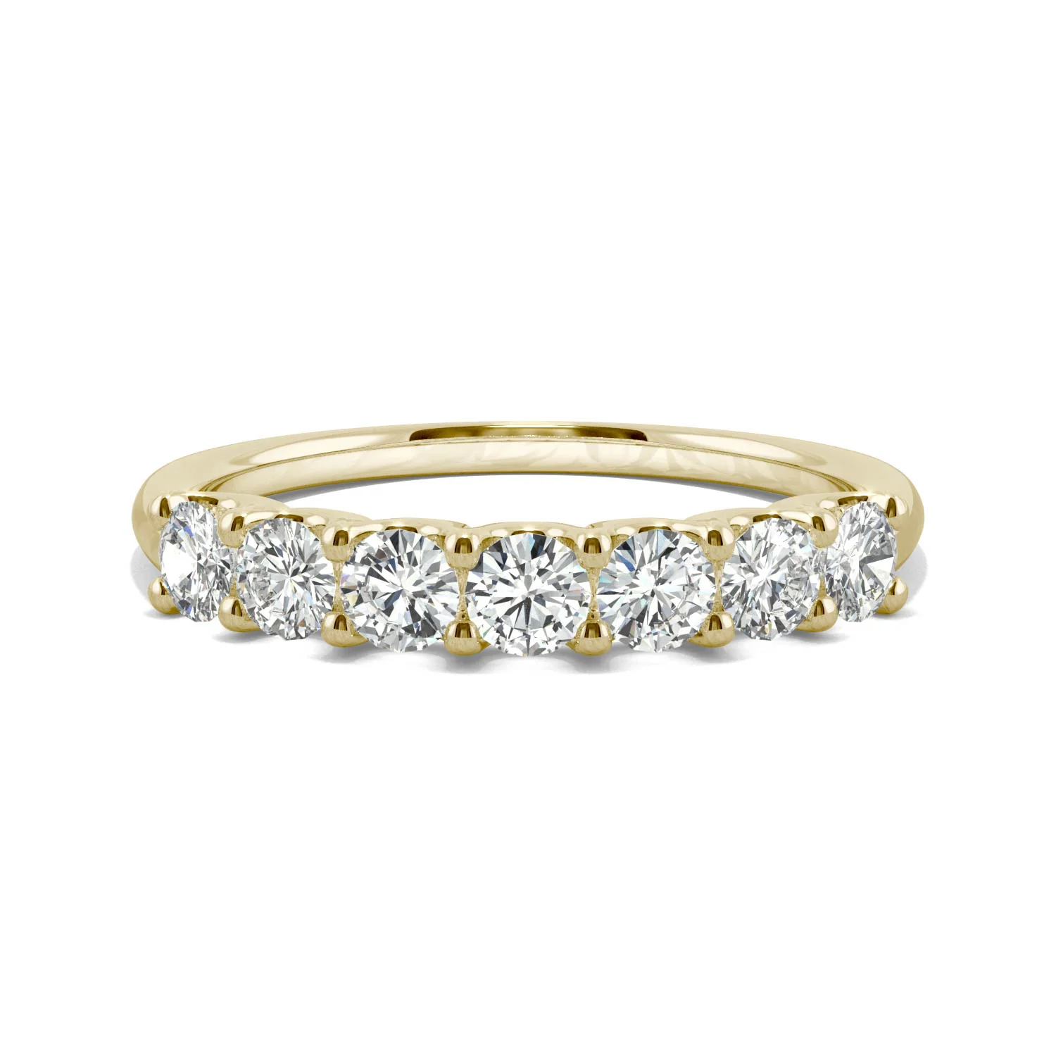 0.70 CTW DEW Round Moissanite Anniversary Band in 14K Yellow Gold - Image 4