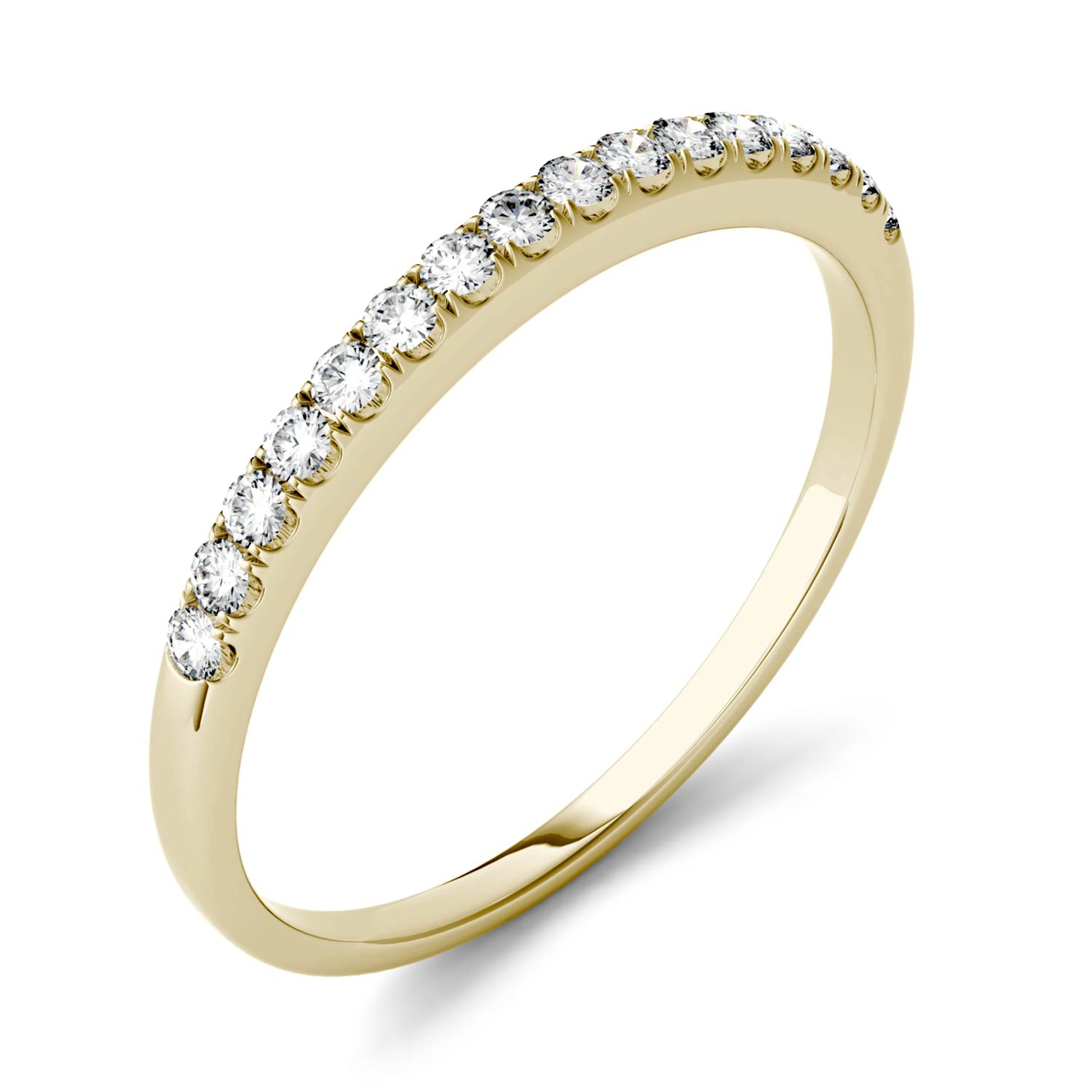 0.16 CTW DEW Round Moissanite Anniversary Ring in 14K Yellow Gold - Image 2