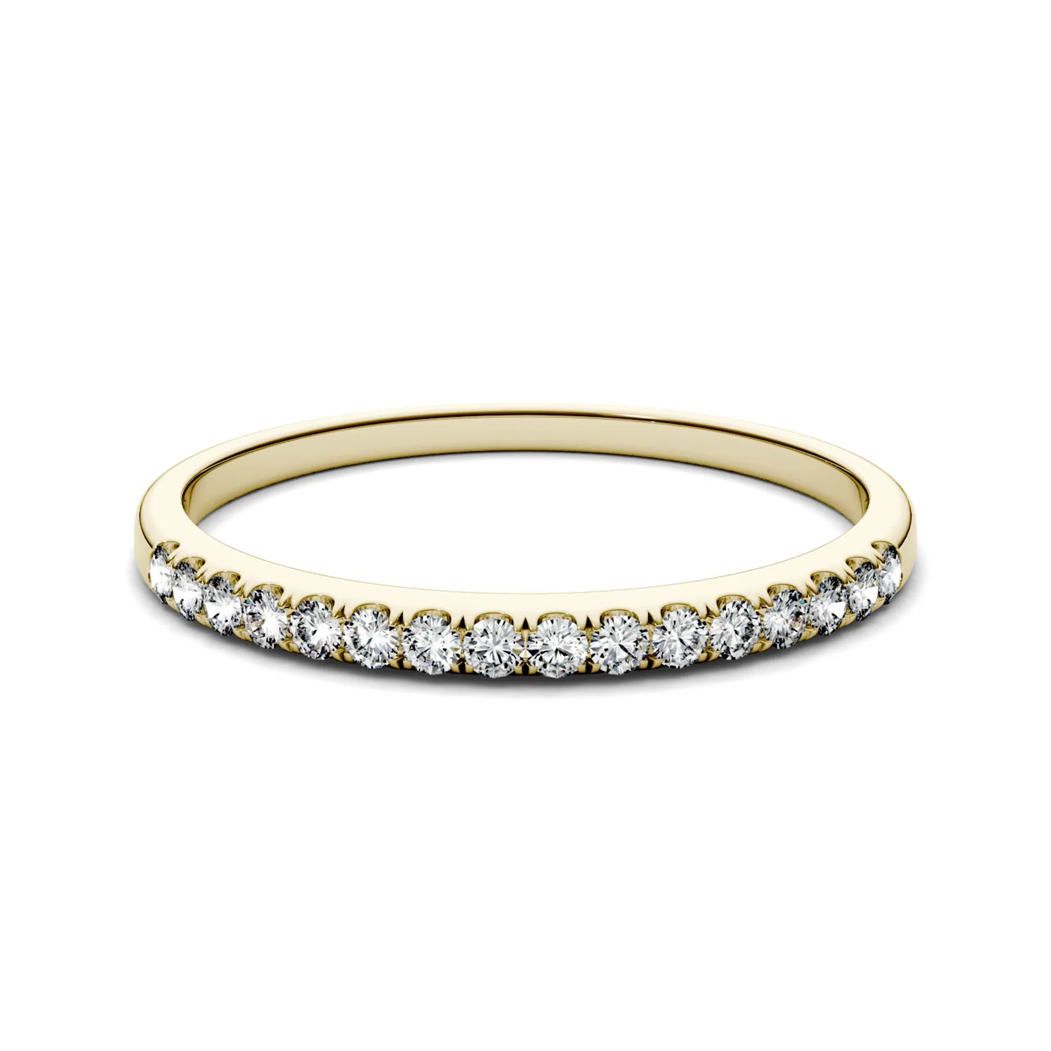 0.16 CTW DEW Round Moissanite Anniversary Ring in 14K Yellow Gold - Image 4