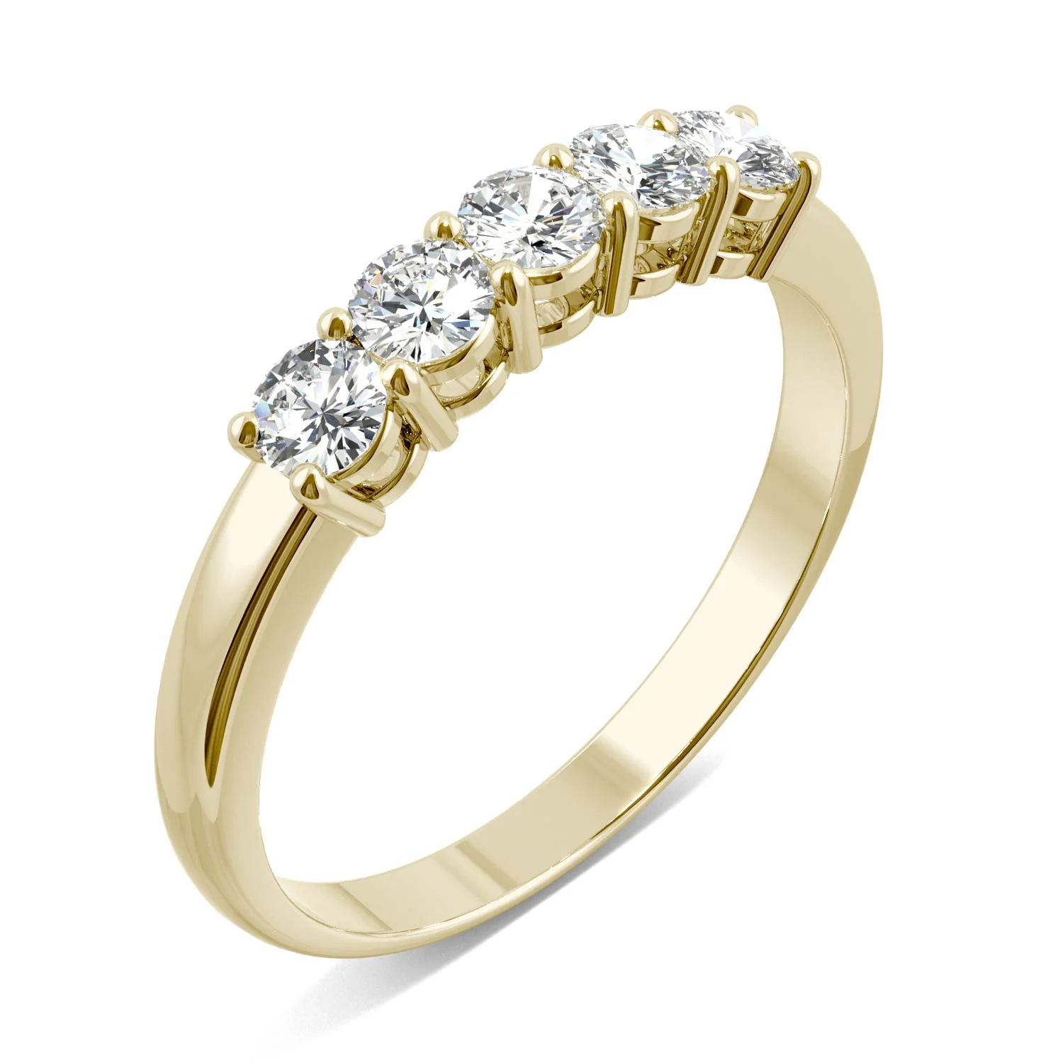 0.50 CTW DEW Round Moissanite Five-Stone Ring in 14K Yellow Gold - Image 2