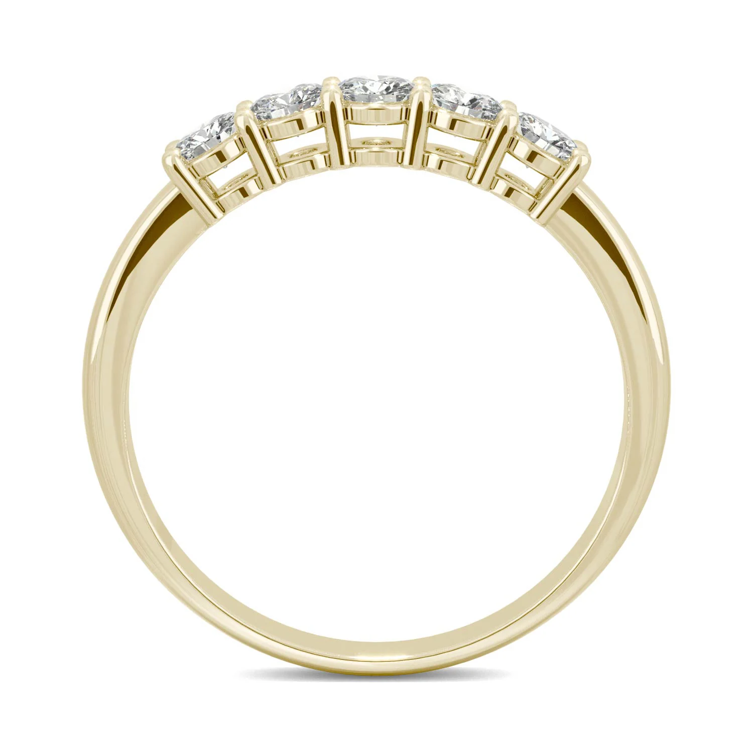 0.50 CTW DEW Round Moissanite Five-Stone Ring in 14K Yellow Gold - Image 3