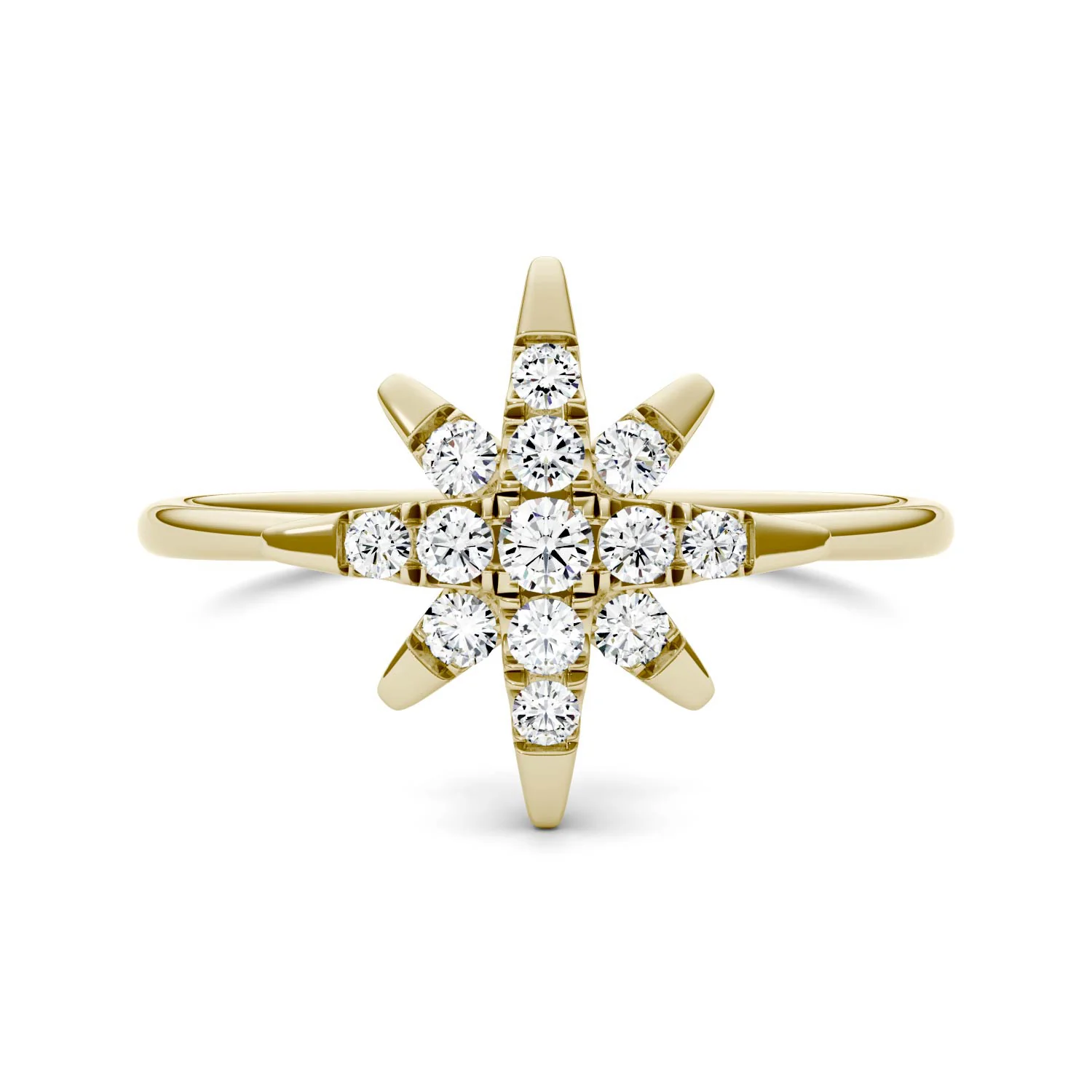0.22 CTW DEW Moissanite Starburst Ring in 14K Yellow Gold - Image 2
