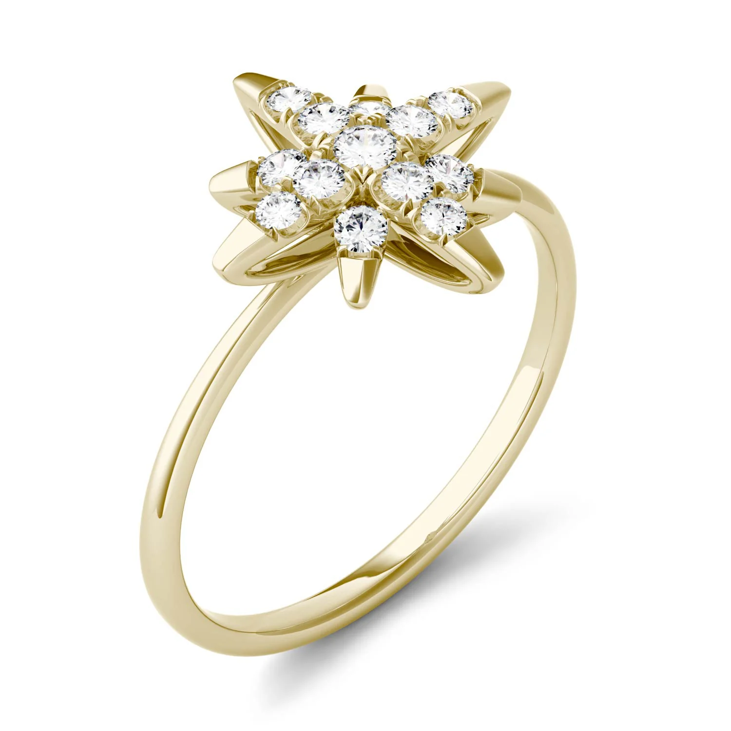 0.22 CTW DEW Moissanite Starburst Ring in 14K Yellow Gold - Image 3