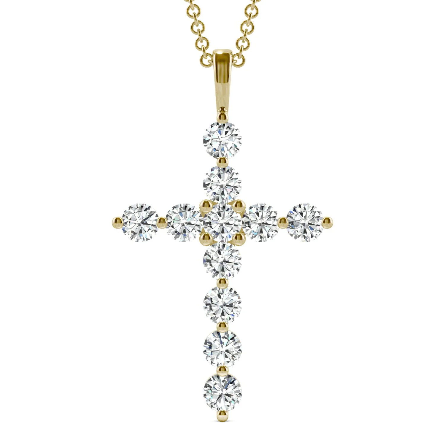 1.10 CTW DEW Moissanite Cross Pendant in 14K Yellow Gold