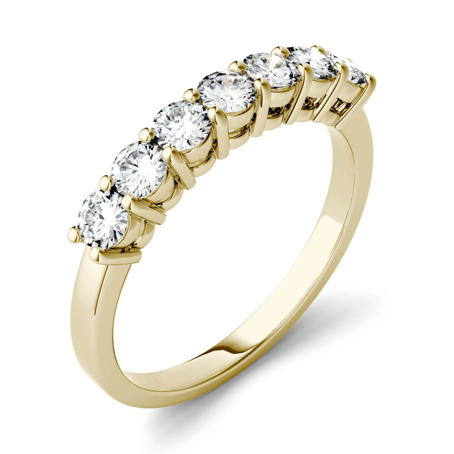 0.70 CTW DEW Round Moissanite Seven-Stone Ring in 14K Yellow Gold - Image 2