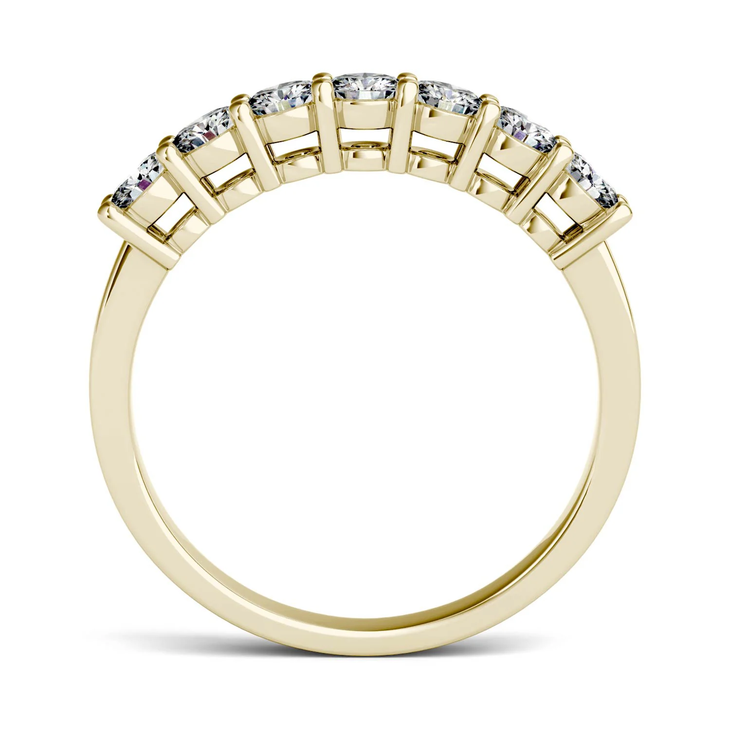 0.70 CTW DEW Round Moissanite Seven-Stone Ring in 14K Yellow Gold - Image 3
