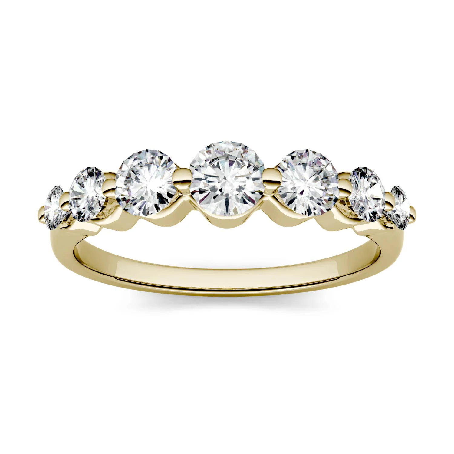 0.87 CTW DEW Round Moissanite Seven-Stone Ring in 14K Yellow Gold