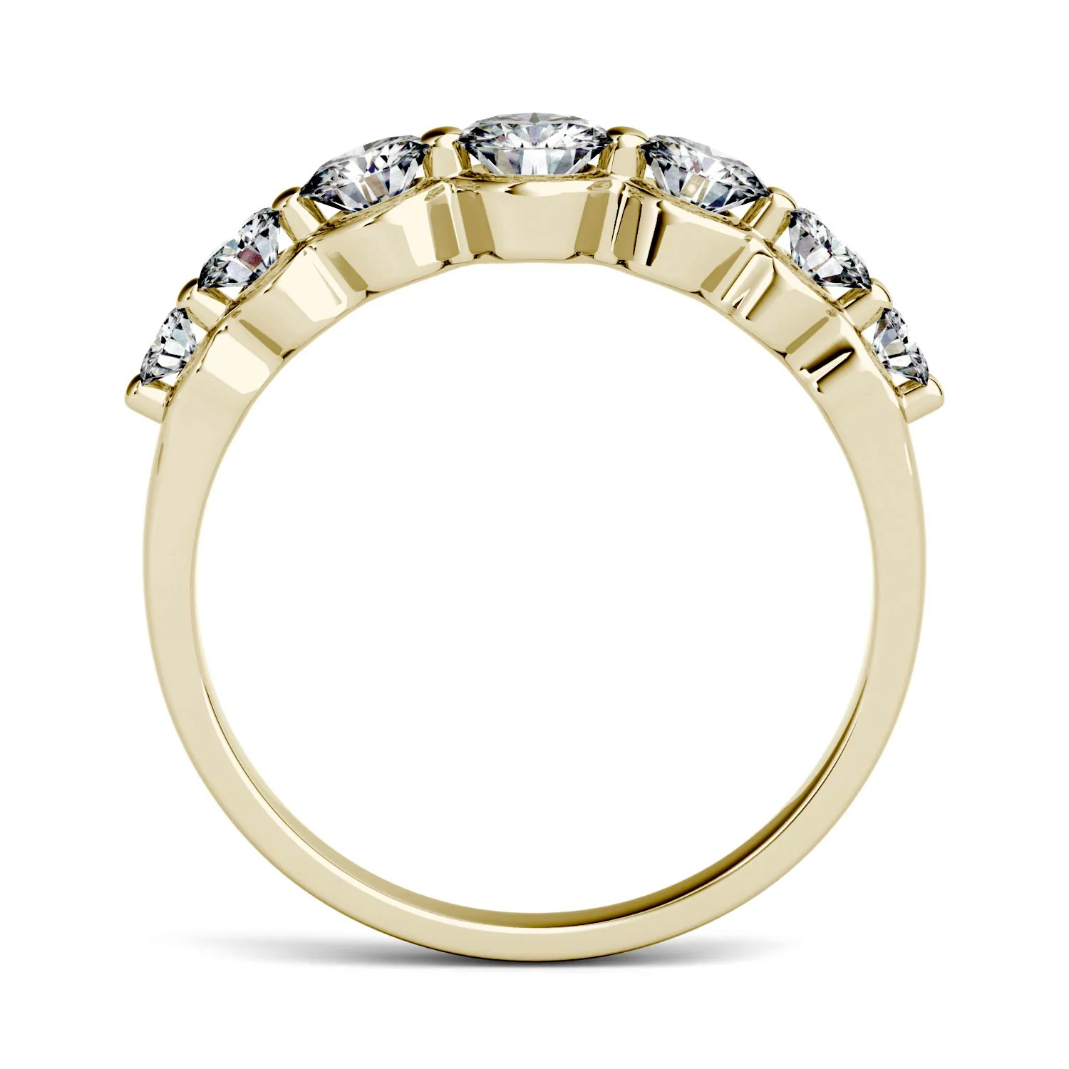 0.87 CTW DEW Round Moissanite Seven-Stone Ring in 14K Yellow Gold - Image 3
