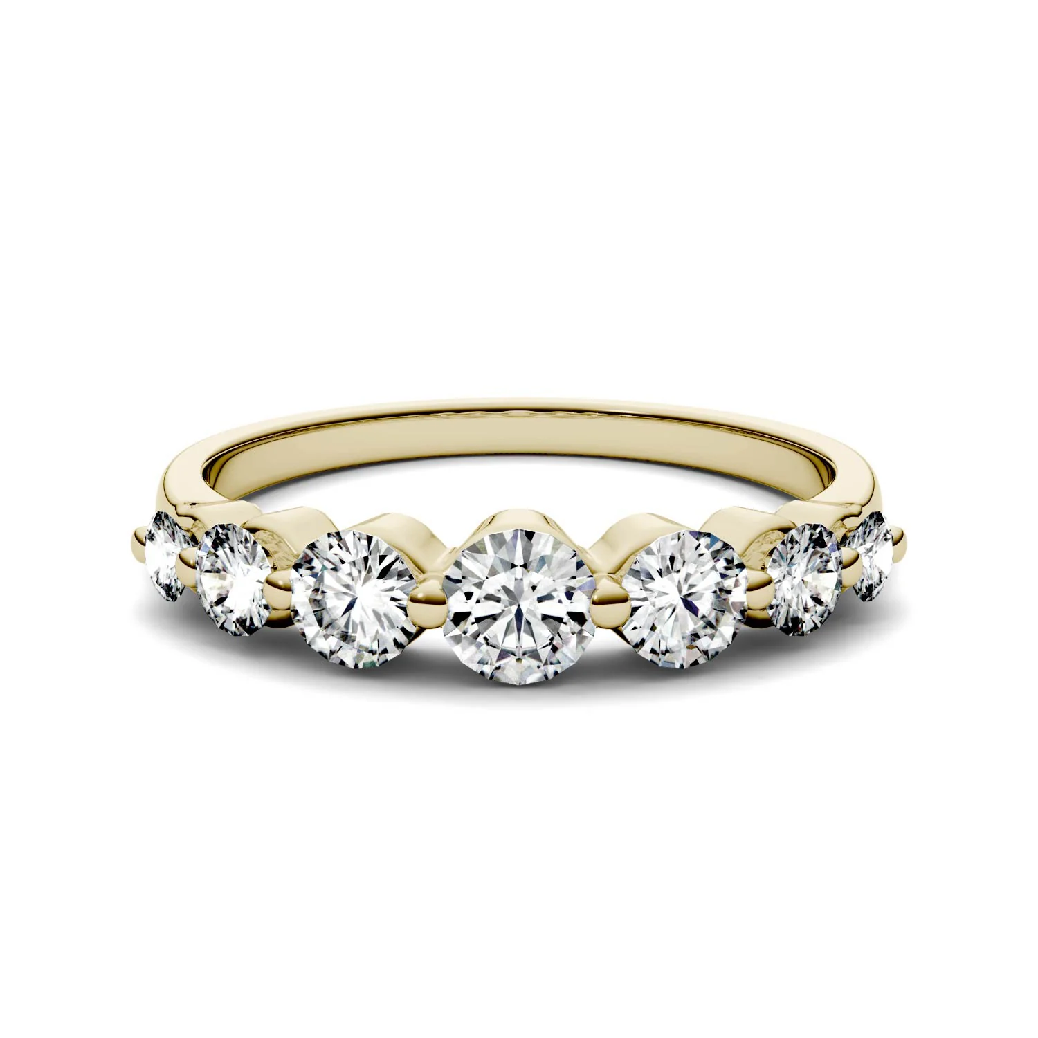 0.87 CTW DEW Round Moissanite Seven-Stone Ring in 14K Yellow Gold - Image 4